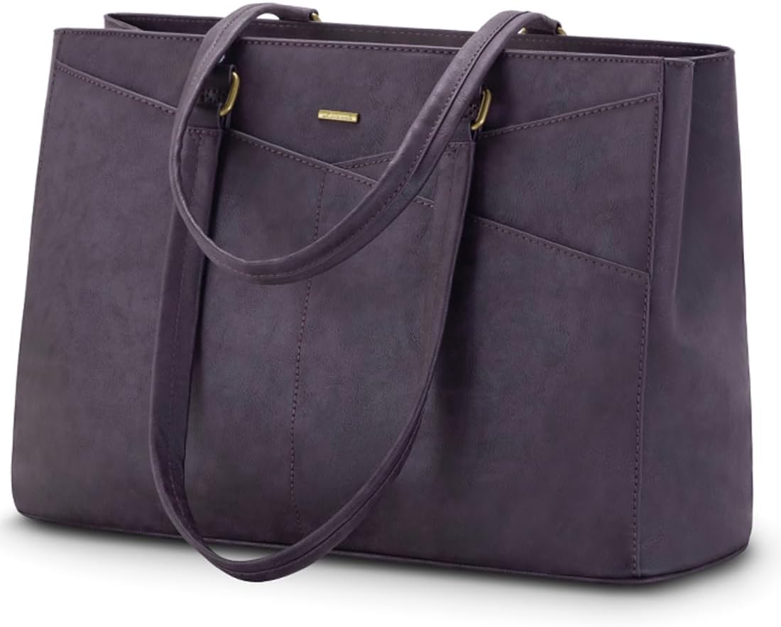 LOVEVOOK Laptop Tote Bag for Women 15.6 Inch Waterproof Leather Computer Bags Business Office Work Briefcase Black