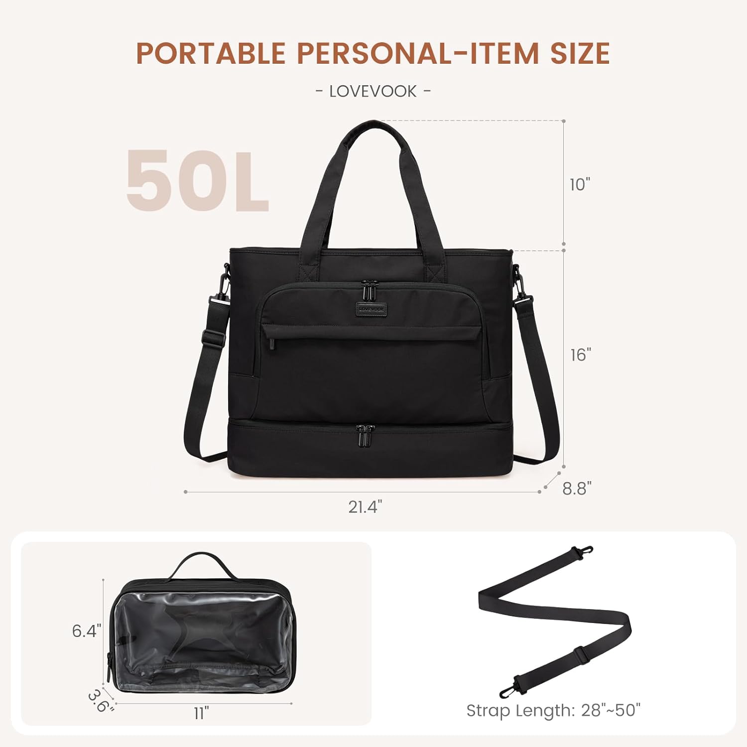LOVEVOOK Weekender Bags for Women Travel, Large Personal Item Travel Overnight Bag, Carry on Duffle Bags with Shoe Compartment, Toiletry Bag, Wet Pocket, for Airplane, Hospital Labor Delivery