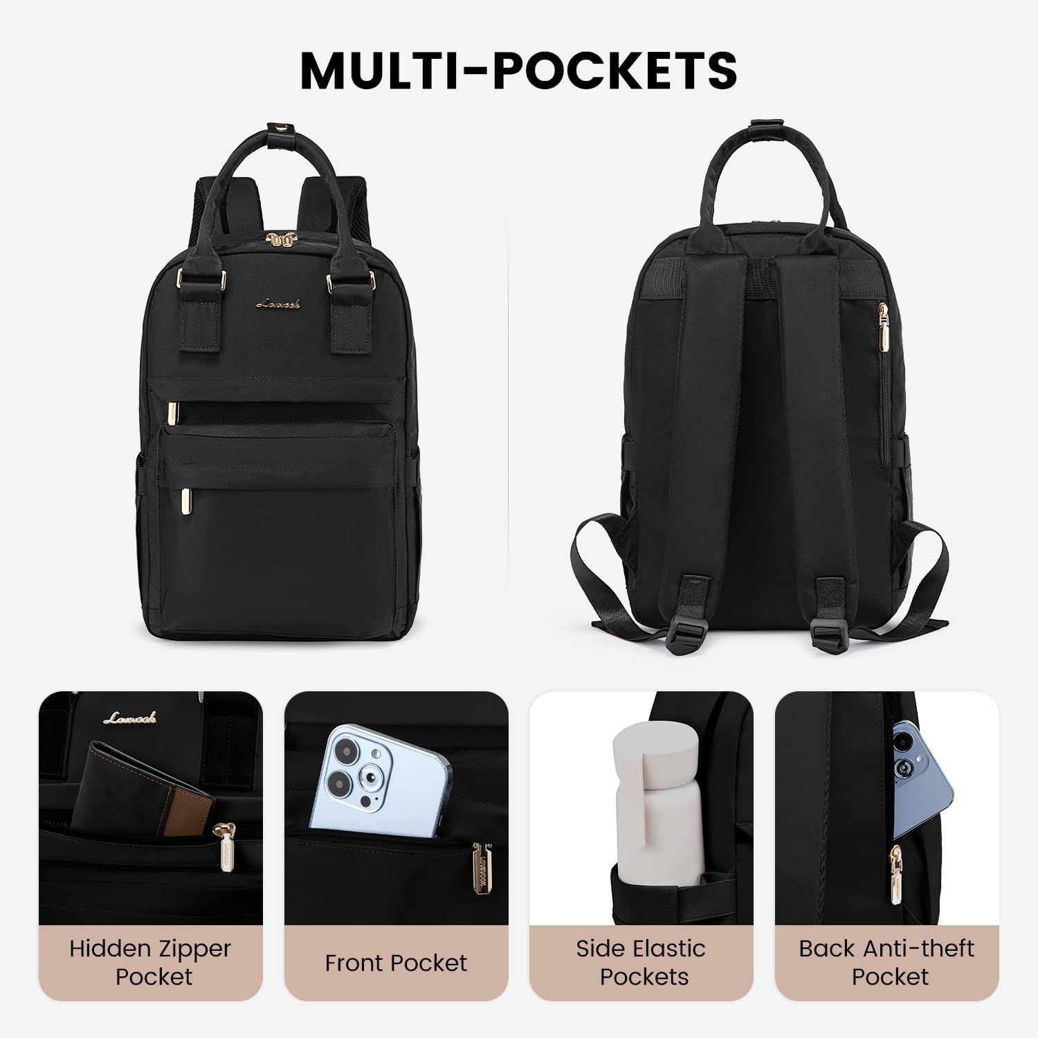 LOVEVOOK Mini Backpack for Women Stylish Waterproof Backpack Purse with USB Port, Cute Bookbag for College School Travel