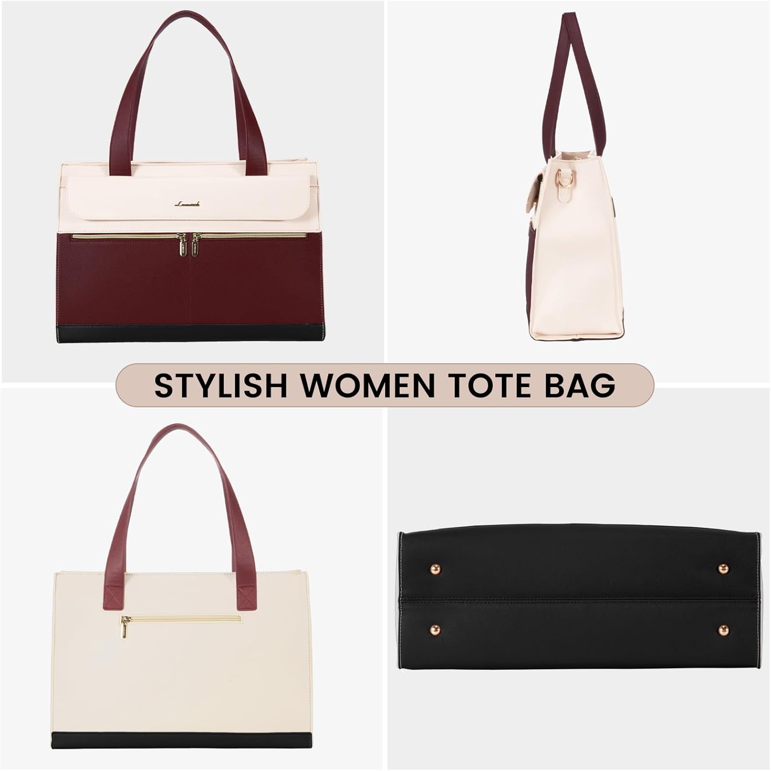 LOVEVOOK Laptop Bag for Women 15.6 Inch Tote Work Professional Leather Computer Briefcase Waterproof Handbag Shoulder Large Capacity Business Teacher Office Crossbody Purse