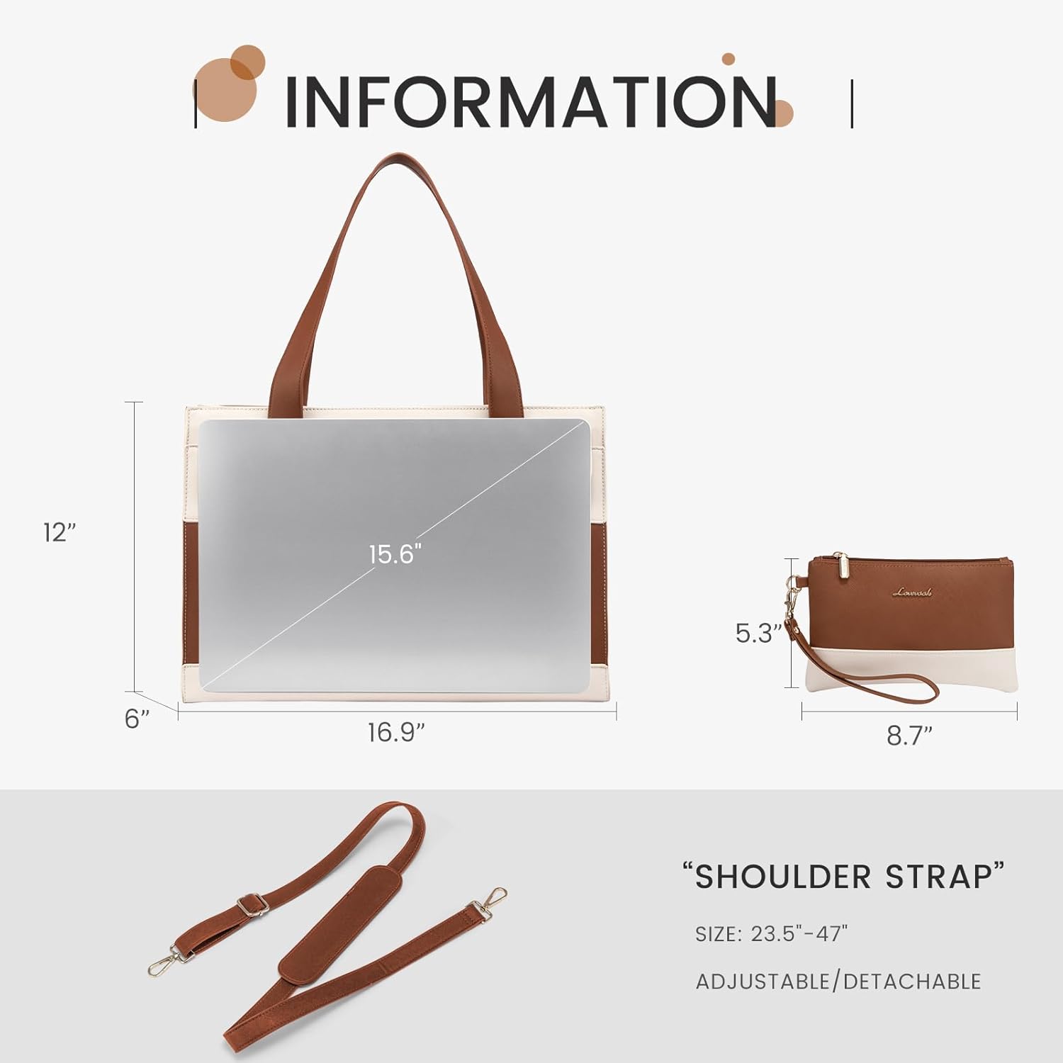 LOVEVOOK Laptop Bag for Women 15.6 Inch Tote Work Professional Leather Computer Briefcase Waterproof Handbag Shoulder Large Capacity Business Teacher Office Crossbody Purse