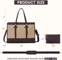 LOVEVOOK Laptop Bag for Women 15.6 inch Canvas Laptop Tote Bag, Large Capacity Work Bag with Clutch Purse, Computer Bag Office Business Briefcase, Casual Handbag for Travel College Teacher School