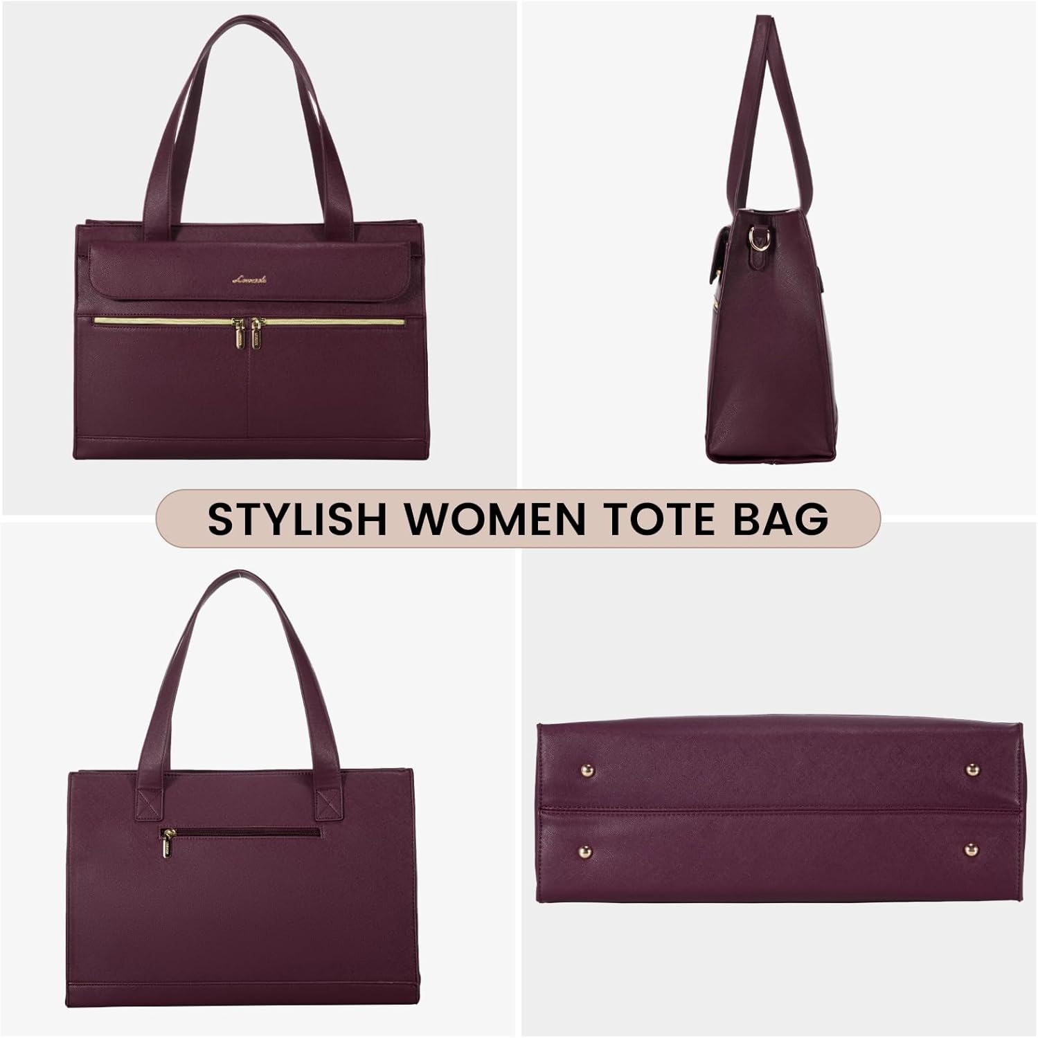 LOVEVOOK Laptop Bag for Women 15.6 Inch Tote Work Professional Leather Computer Briefcase Waterproof Handbag Shoulder Large Capacity Business Teacher Office Crossbody Purse