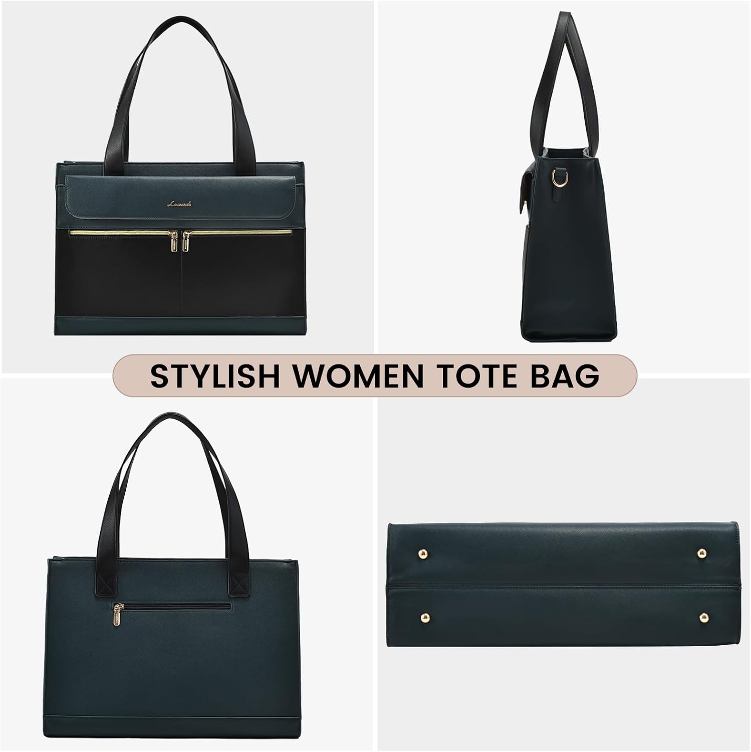 LOVEVOOK Laptop Bag for Women 15.6 Inch Tote Work Professional Leather Computer Briefcase Waterproof Handbag Shoulder Large Capacity Business Teacher Office Crossbody Purse