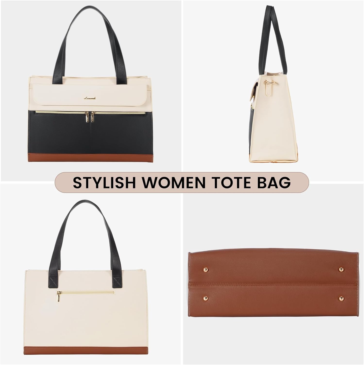 LOVEVOOK Laptop Bag for Women 15.6 Inch Tote Work Professional Leather Computer Briefcase Waterproof Handbag Shoulder Large Capacity Business Teacher Office Crossbody Purse