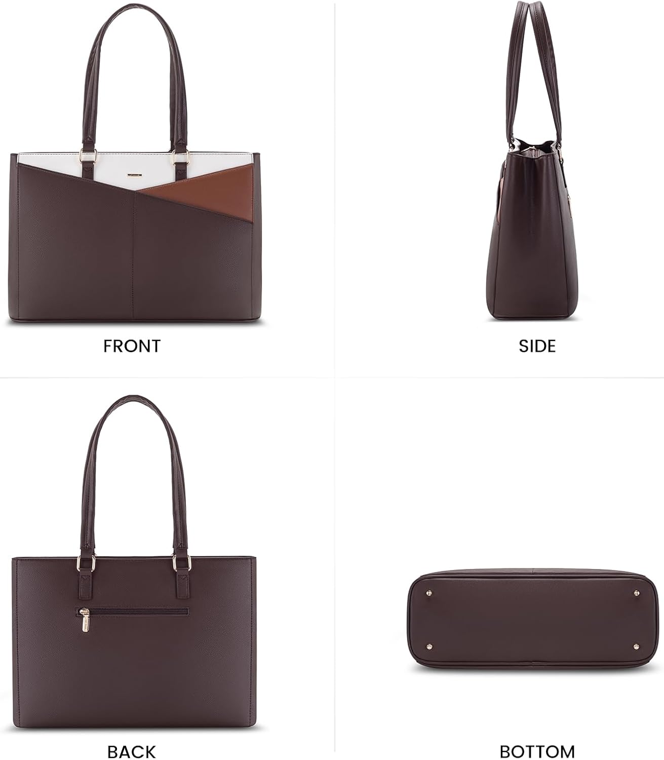 LOVEVOOK Laptop Tote Bag for Women 15.6 Inch Waterproof Leather Computer Bags Business Office Work Briefcase Black