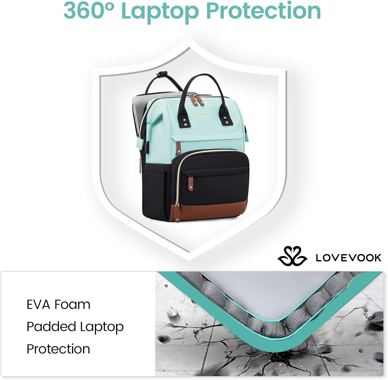 LOVEVOOK Laptop Backpack for Women, 15.6 Inch Work Business Backpacks Purse with USB Port, Large Capacity Nurse Bag College Bookbag for School, Waterproof Casual Daypack for Travel