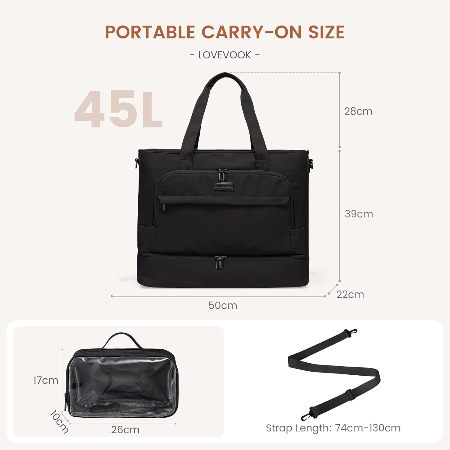 LOVEVOOK Weekender Bags for Women Travel, Large Personal Item Travel Overnight Bag, Carry on Duffle Bags with Shoe Compartment, Toiletry Bag, Wet Pocket, for Airplane, Hospital Labor Delivery