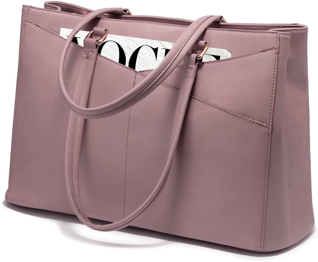 LOVEVOOK Laptop Tote Bag for Women 15.6 Inch Waterproof Leather Computer Bags Business Office Work Briefcase Black