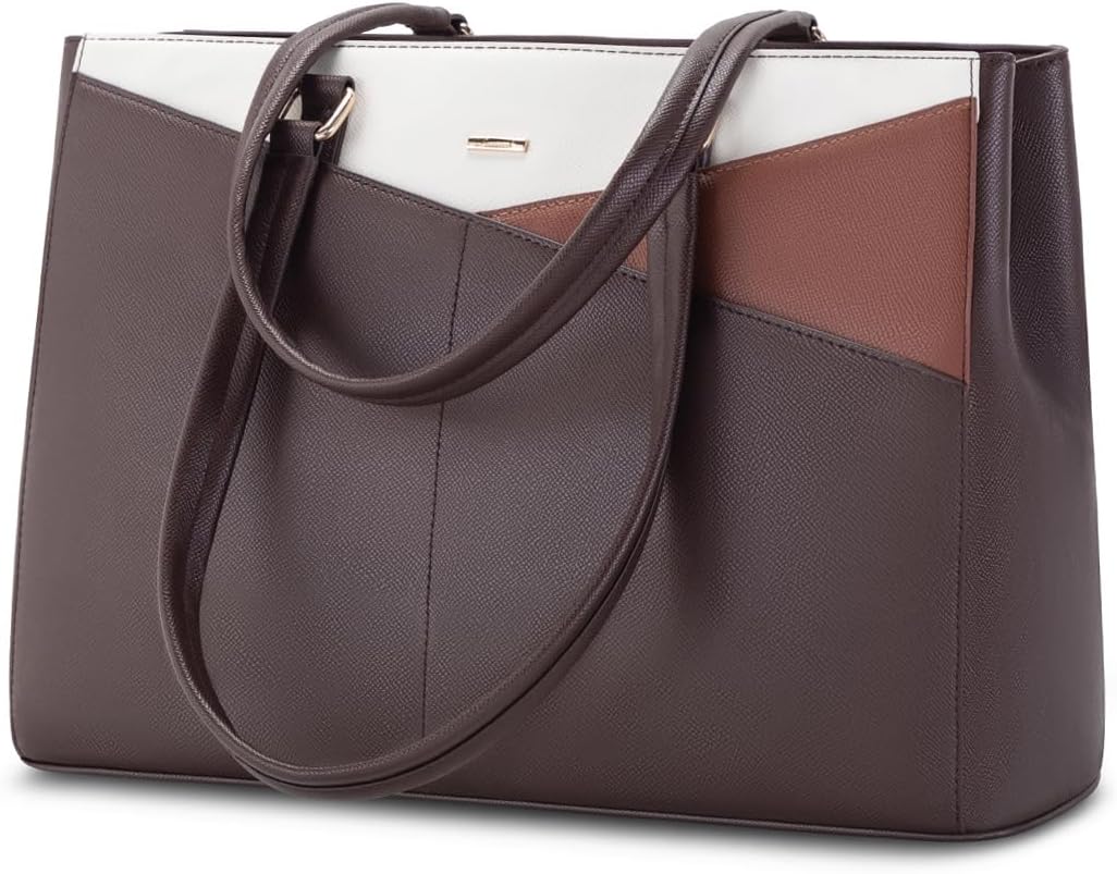LOVEVOOK Laptop Tote Bag for Women 15.6 Inch Waterproof Leather Computer Bags Business Office Work Briefcase Black