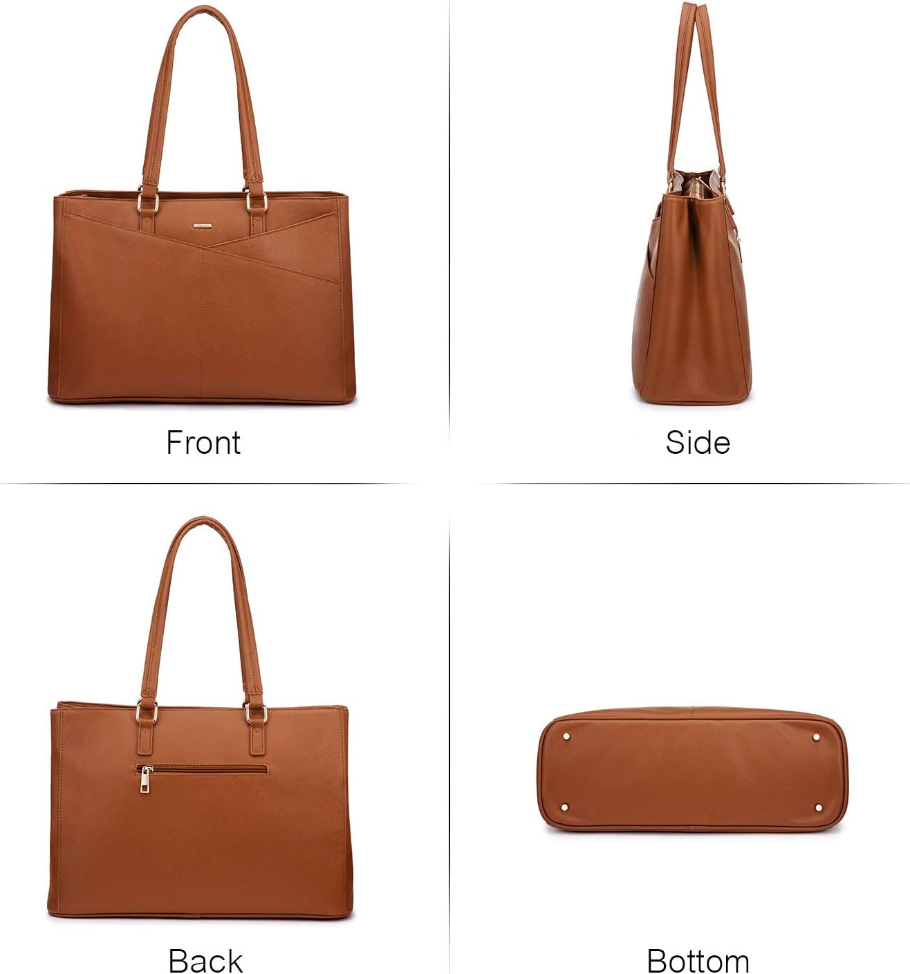 LOVEVOOK Laptop Tote Bag for Women 15.6 Inch Waterproof Leather Computer Bags Business Office Work Briefcase Black