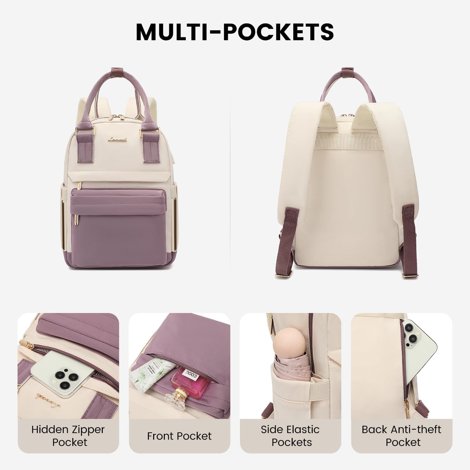 LOVEVOOK Mini Backpack for Women Stylish Waterproof Backpack Purse with USB Port, Cute Bookbag for College School Travel