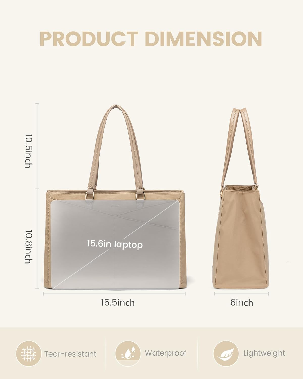 LOVEVOOK Laptop Tote Bag for Women 15.6 Inch Waterproof Leather Computer Bags Business Office Work Briefcase Black