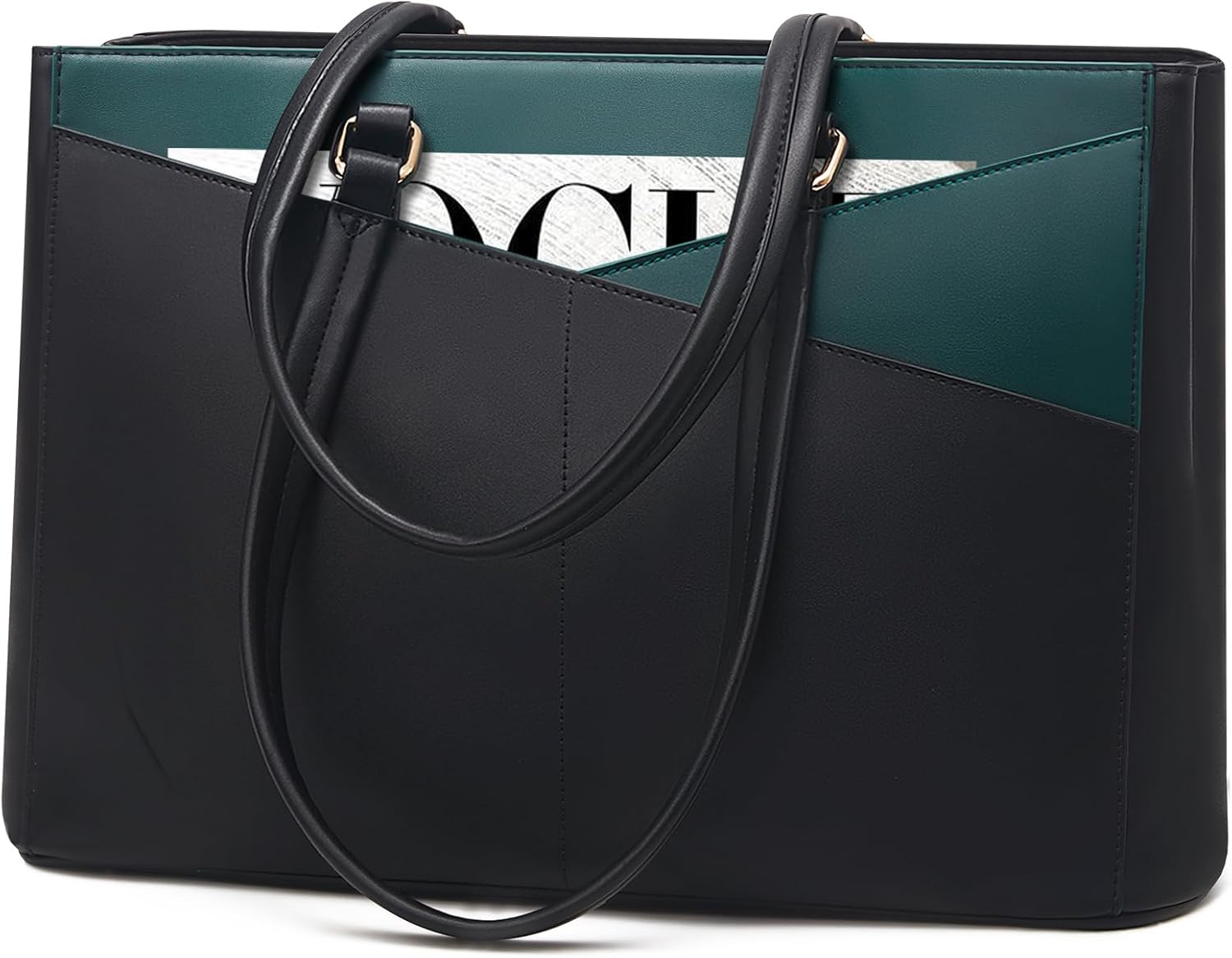 LOVEVOOK Laptop Tote Bag for Women 15.6 Inch Waterproof Leather Computer Bags Business Office Work Briefcase Black