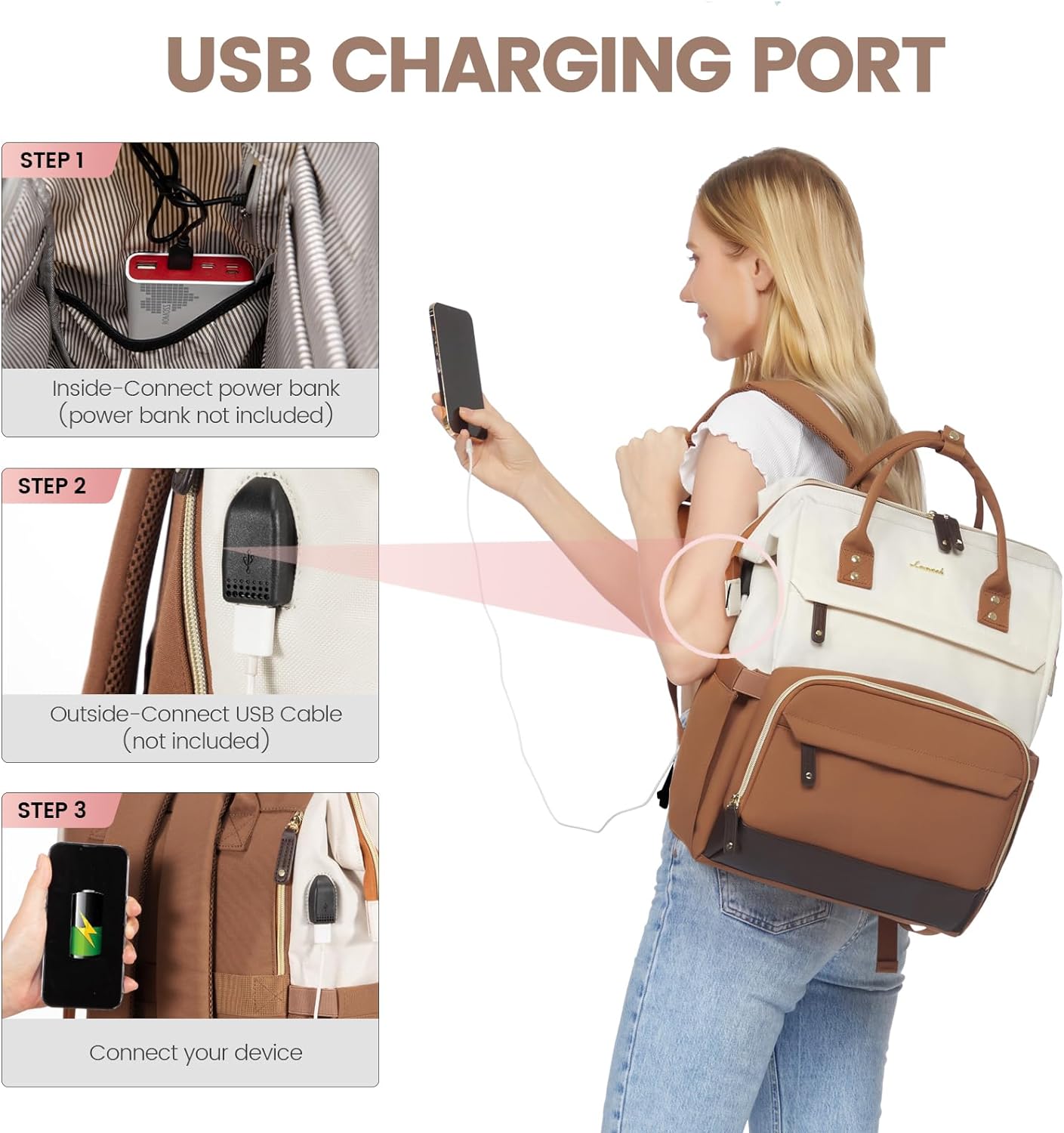 LOVEVOOK Laptop Backpack for Women, 15.6 Inch Work Business Backpacks Purse with USB Port, Large Capacity Nurse Bag College Bookbag for School, Waterproof Casual Daypack for Travel