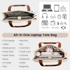 LOVEVOOK Laptop Bag for Women 15.6 Inch Tote Work Professional Leather Computer Briefcase Waterproof Handbag Shoulder Large Capacity Business Teacher Office Crossbody Purse