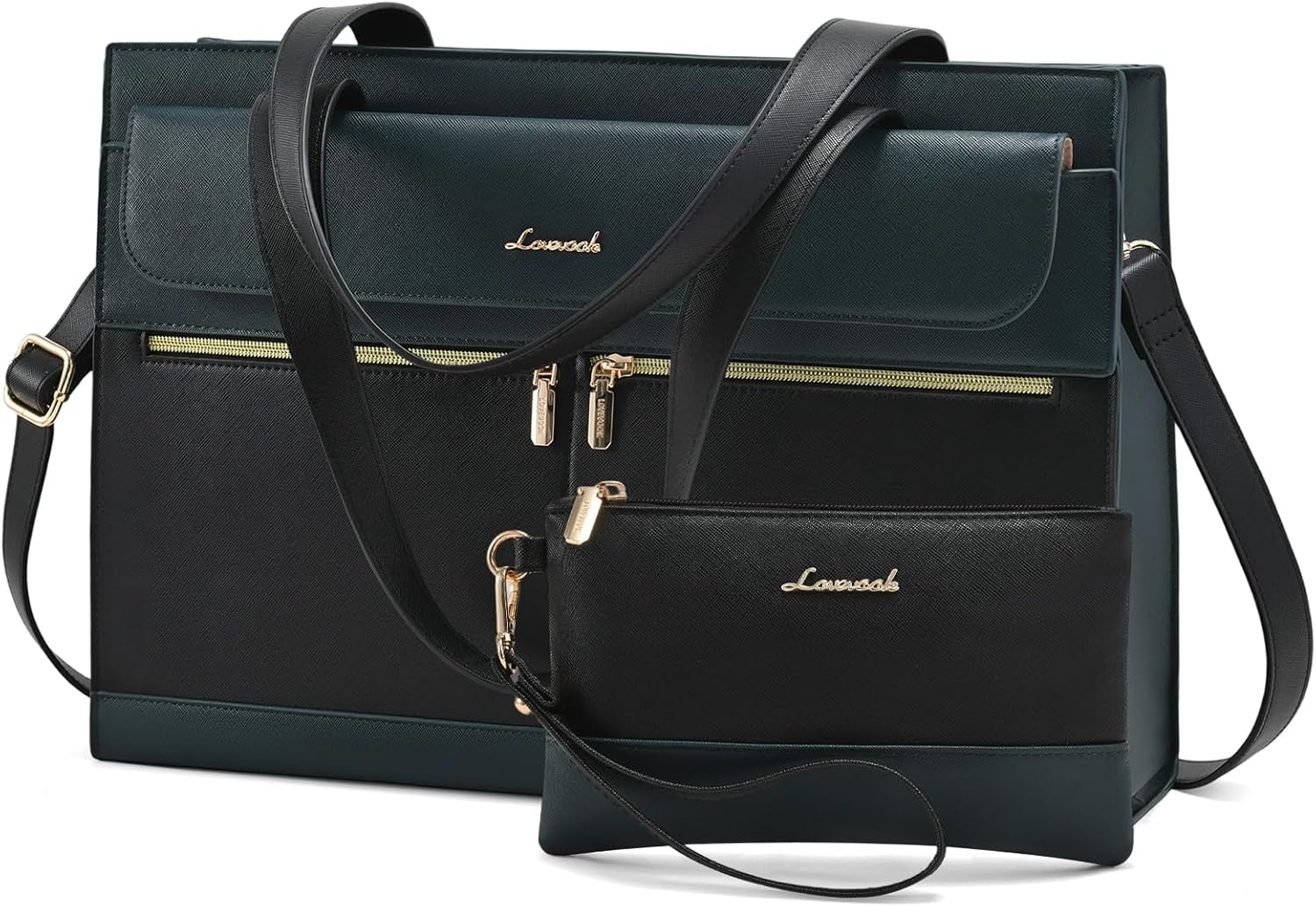 LOVEVOOK Laptop Bag for Women 15.6 Inch Tote Work Professional Leather Computer Briefcase Waterproof Handbag Shoulder Large Capacity Business Teacher Office Crossbody Purse