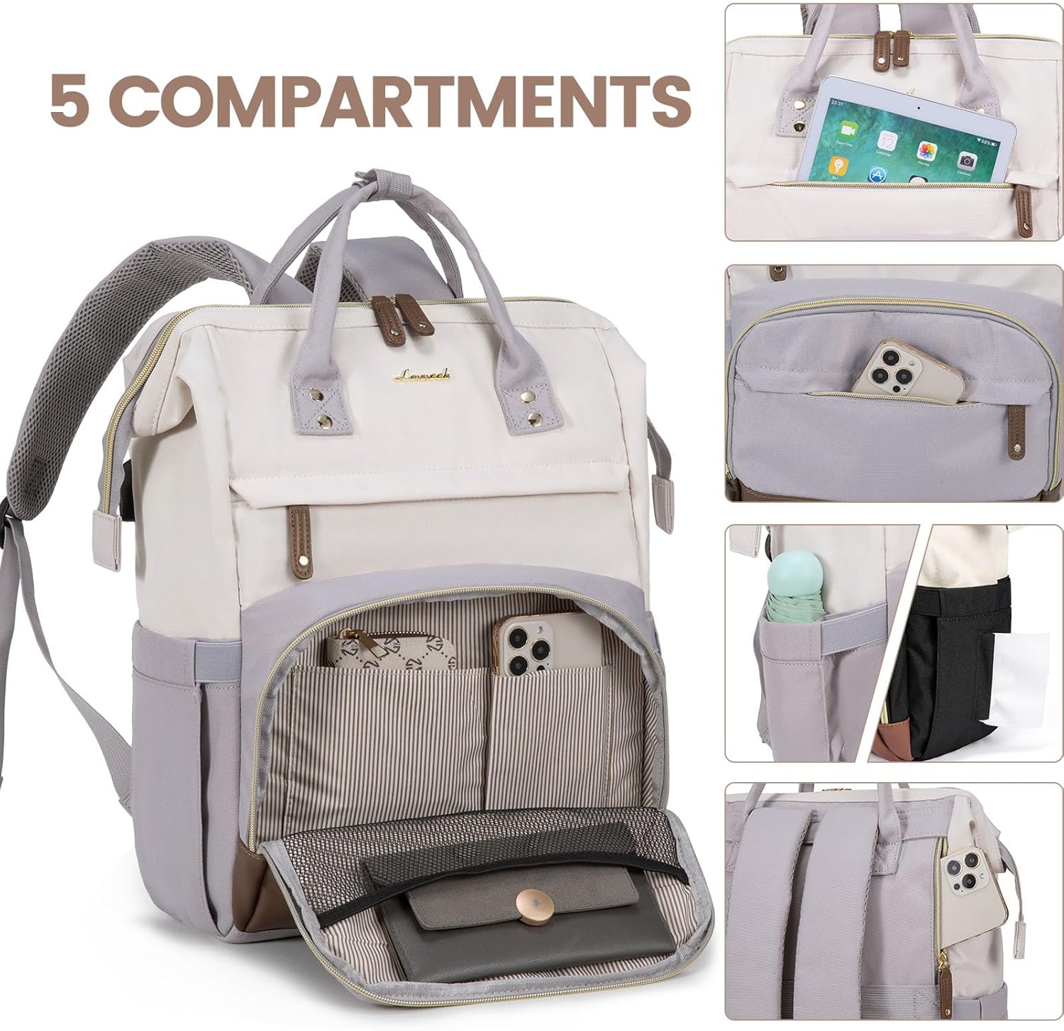 LOVEVOOK Laptop Backpack for Women, 15.6 Inch Work Business Backpacks Purse with USB Port, Large Capacity Nurse Bag College Bookbag for School, Waterproof Casual Daypack for Travel