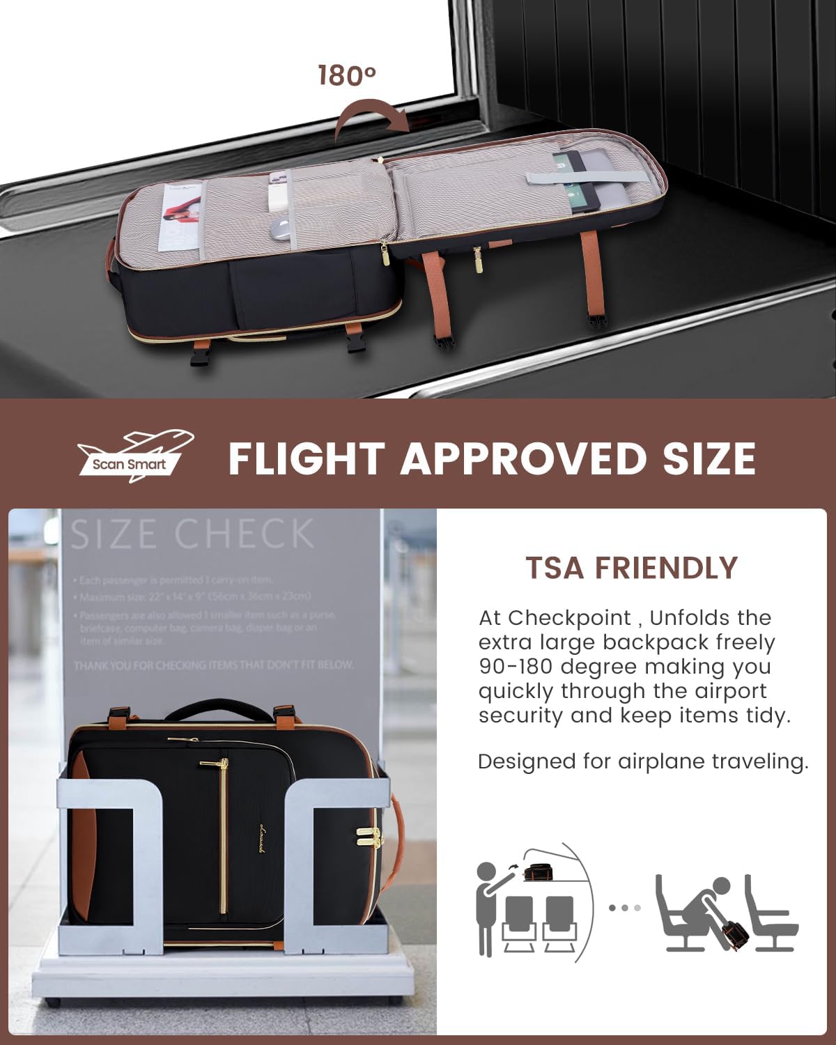LOVEVOOK 40L Travel Backpack for Women & Men, Large Carry on Backpack for Airplanes with 3 Packing Cubes, TSA Personal Item Travel Bag fits 17" Laptop, Waterproof Weekender Essentials Airline Approved