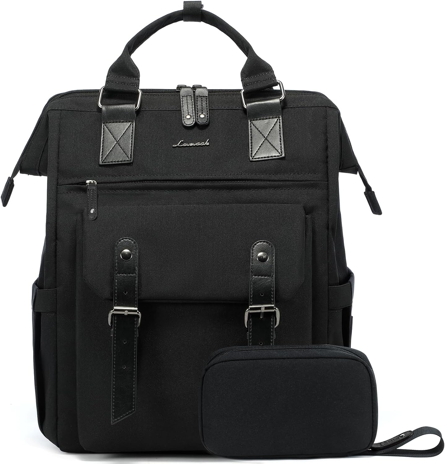 LOVEVOOK Laptop Backpack for Women Work Travel Backpack Purse, Commuter Business Computer Bag Teacher Nurse Bags, College School Backpack Student Bookbag with Multi-Pockets, 15.6 Inch, Black-brown