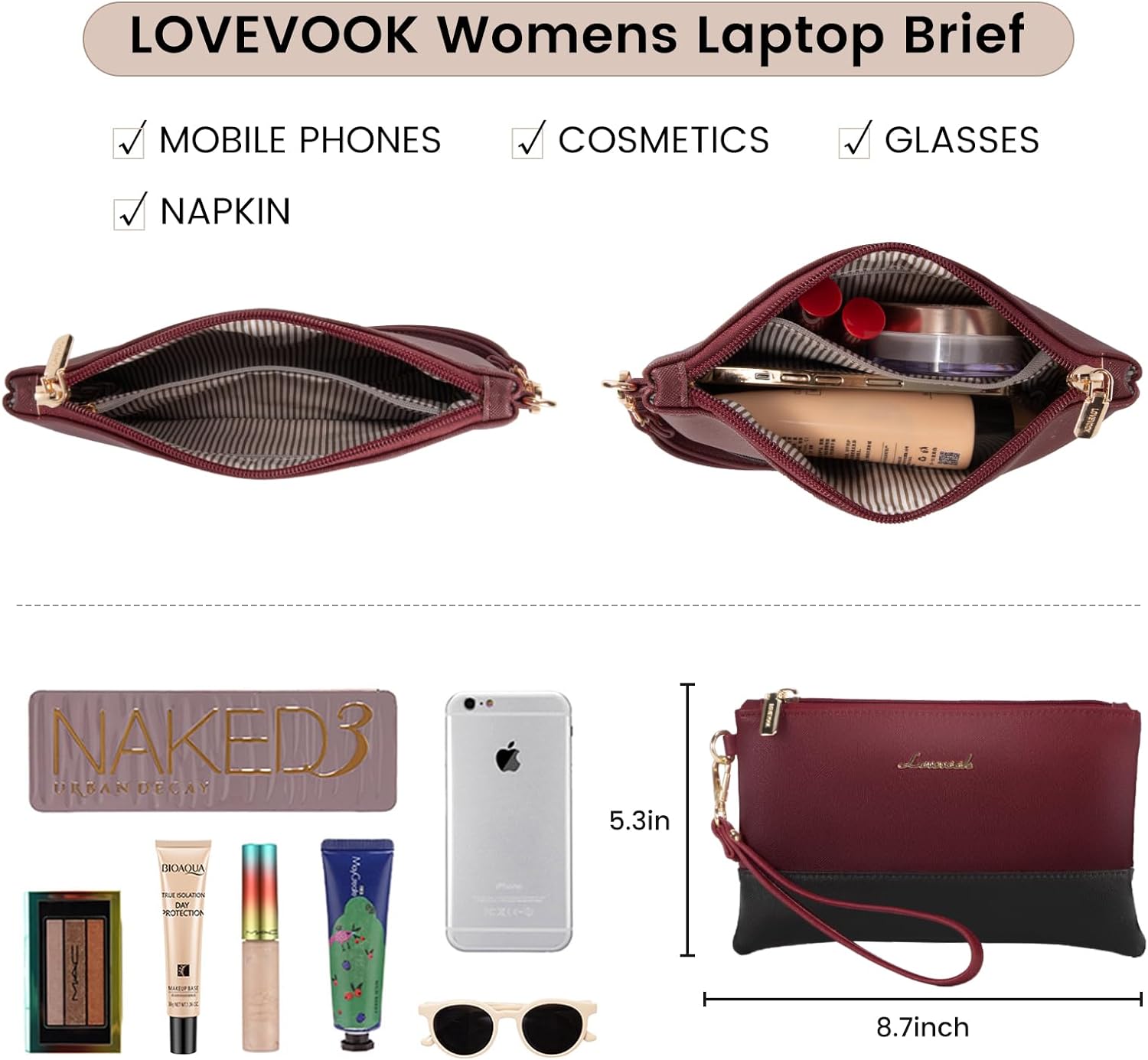 LOVEVOOK Laptop Bag for Women 15.6 Inch Tote Work Professional Leather Computer Briefcase Waterproof Handbag Shoulder Large Capacity Business Teacher Office Crossbody Purse