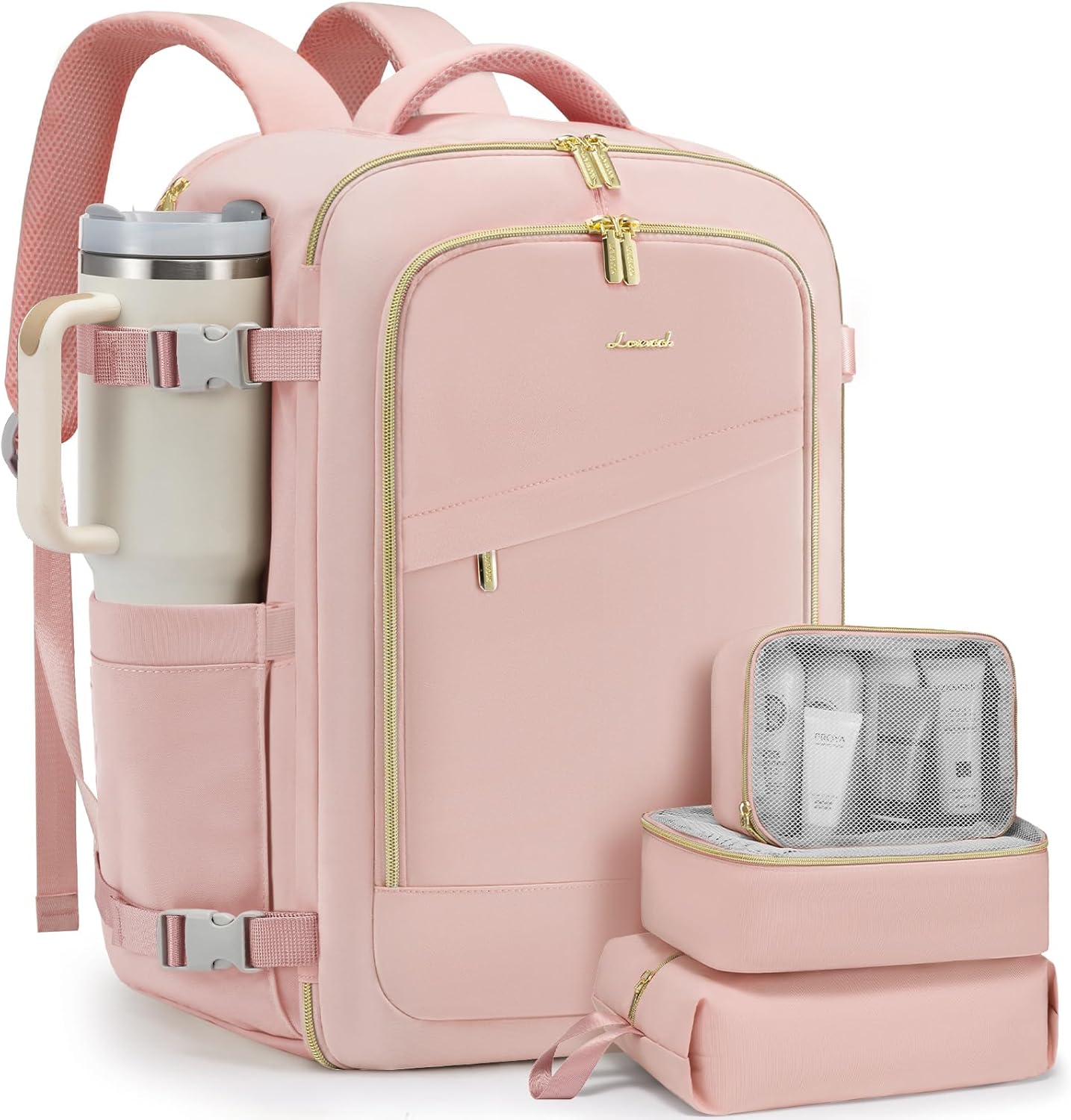 LOVEVOOK Travel Backpack for Women, 40L Carry On Backpack Flight Approved, Large Personal Item Bag Fits 17 inch Laptop, TSA Approved Luggage with 3 Packing Cubes,Waterproof Weekender Gym Daypack