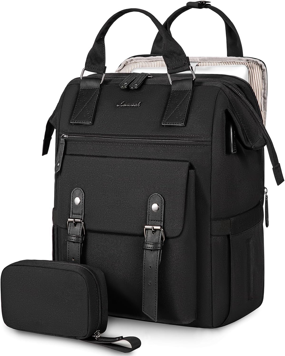 LOVEVOOK Laptop Backpack for Women Work Travel Backpack Purse, Commuter Business Computer Bag Teacher Nurse Bags, College School Backpack Student Bookbag with Multi-Pockets, 15.6 Inch, Black-brown