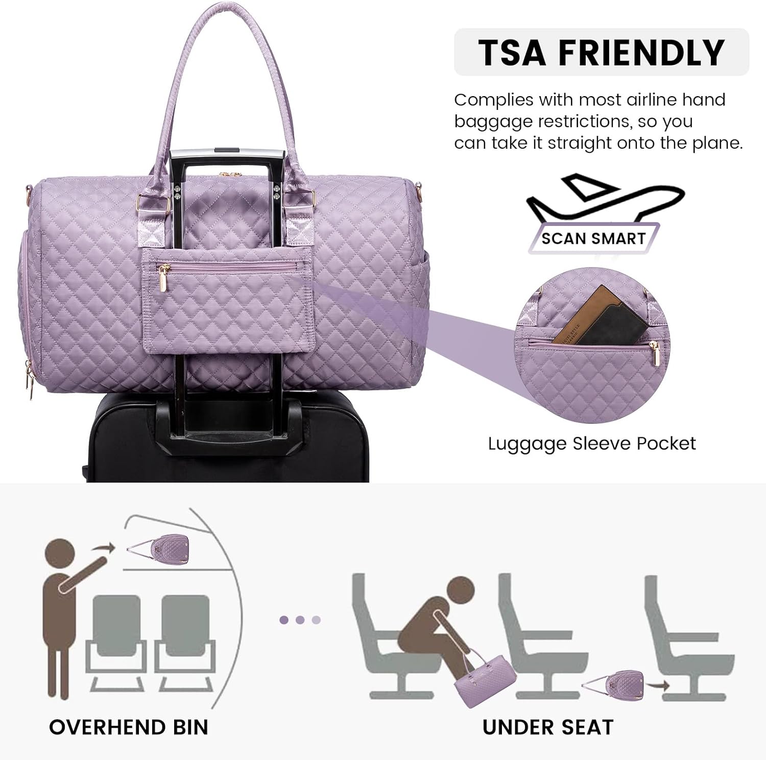 LOVEVOOK Travel Duffle Bag, Weekender Bag for Women with Toiletry Bag, Carry on Overnight Bag with Shoe Compartment, Gym Duffel Bag with Wet Pocket, Mommy Hospital Bags for Labor and Delivery
