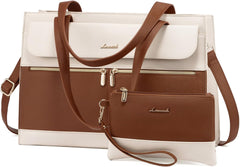LOVEVOOK Laptop Bag for Women 15.6 Inch Tote Work Professional Leather Computer Briefcase Waterproof Handbag Shoulder Large Capacity Business Teacher Office Crossbody Purse