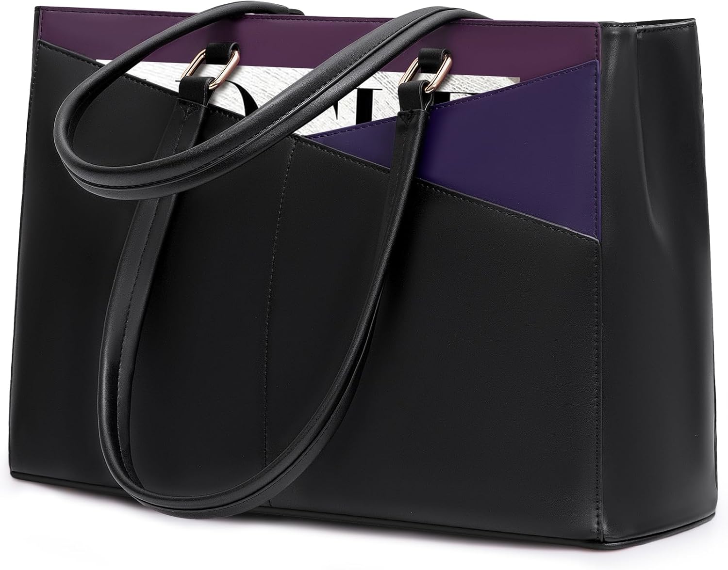 LOVEVOOK Laptop Tote Bag for Women 15.6 Inch Waterproof Leather Computer Bags Business Office Work Briefcase Black