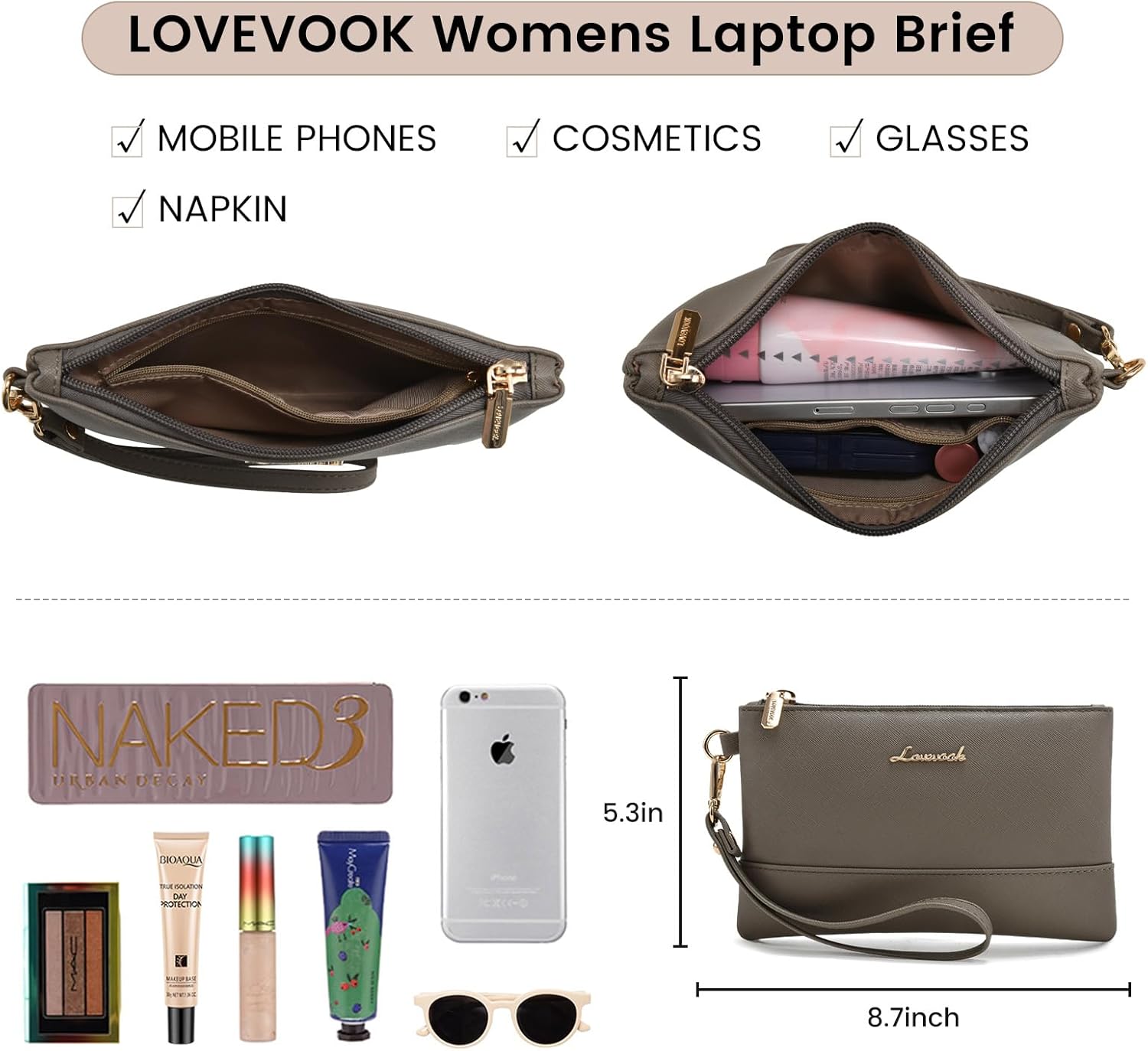 LOVEVOOK Laptop Bag for Women 15.6 Inch Tote Work Professional Leather Computer Briefcase Waterproof Handbag Shoulder Large Capacity Business Teacher Office Crossbody Purse