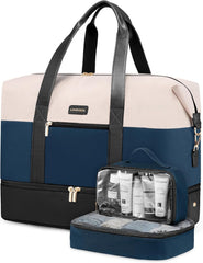 LOVEVOOK Weekender Bag, Large Travel Duffel Bag for Women with 2 Packing Cubes, Carry on Overnight Bag with Shoe Compartment, Mom Hospital Bags for Labor and Delivery