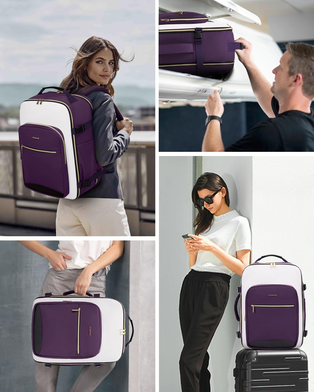 LOVEVOOK 40L Travel Backpack for Women & Men, Large Carry on Backpack for Airplanes with 3 Packing Cubes, TSA Personal Item Travel Bag fits 17" Laptop, Waterproof Weekender Essentials Airline Approved