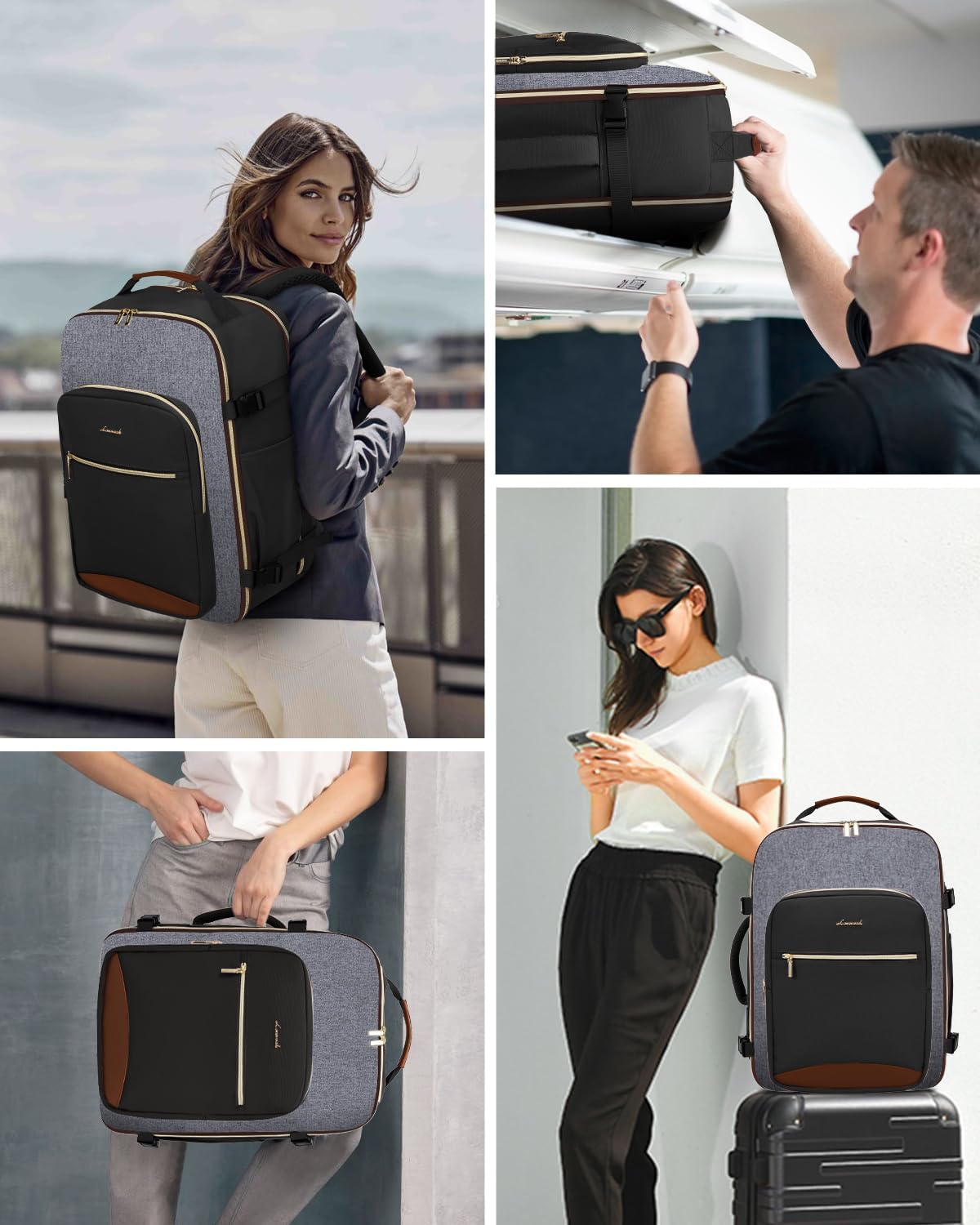 LOVEVOOK 40L Travel Backpack for Women & Men, Large Carry on Backpack for Airplanes with 3 Packing Cubes, TSA Personal Item Travel Bag fits 17" Laptop, Waterproof Weekender Essentials Airline Approved