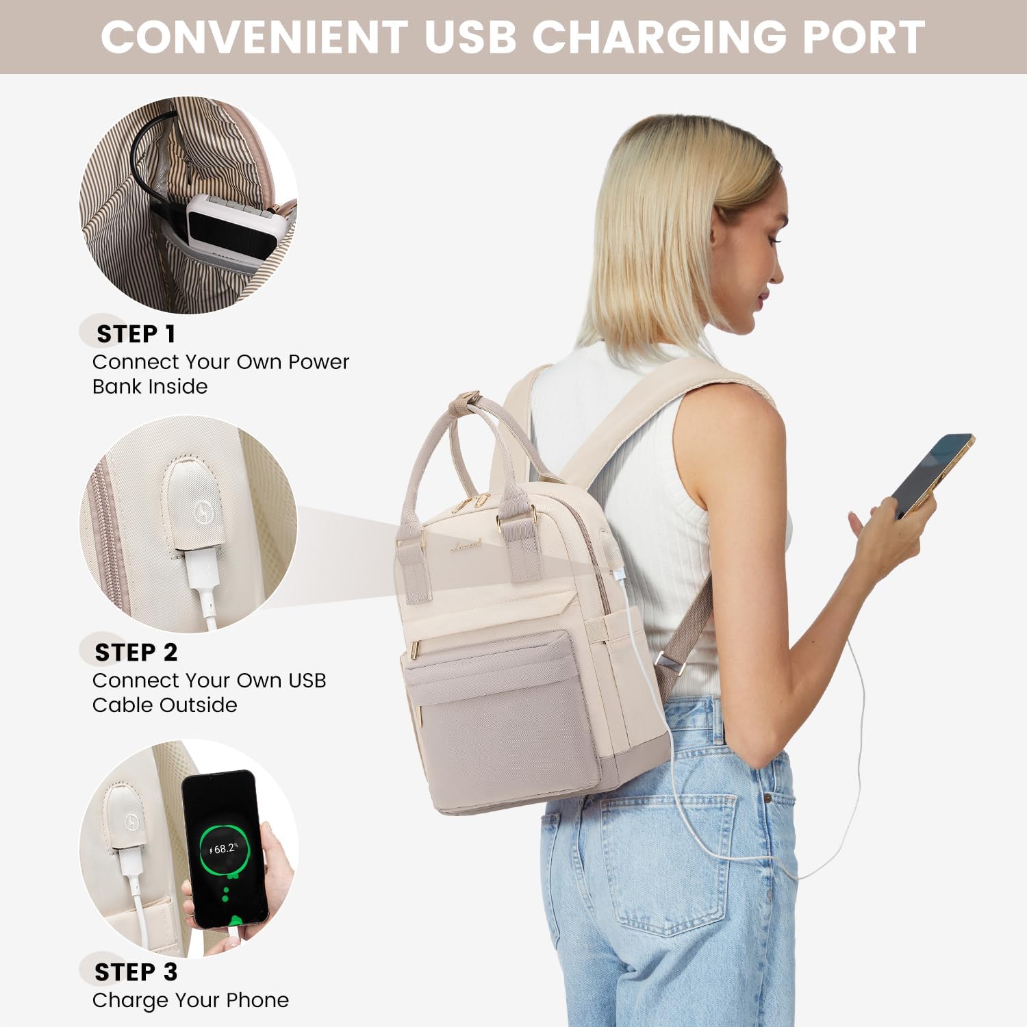LOVEVOOK Mini Backpack for Women Stylish Waterproof Backpack Purse with USB Port, Cute Bookbag for College School Travel
