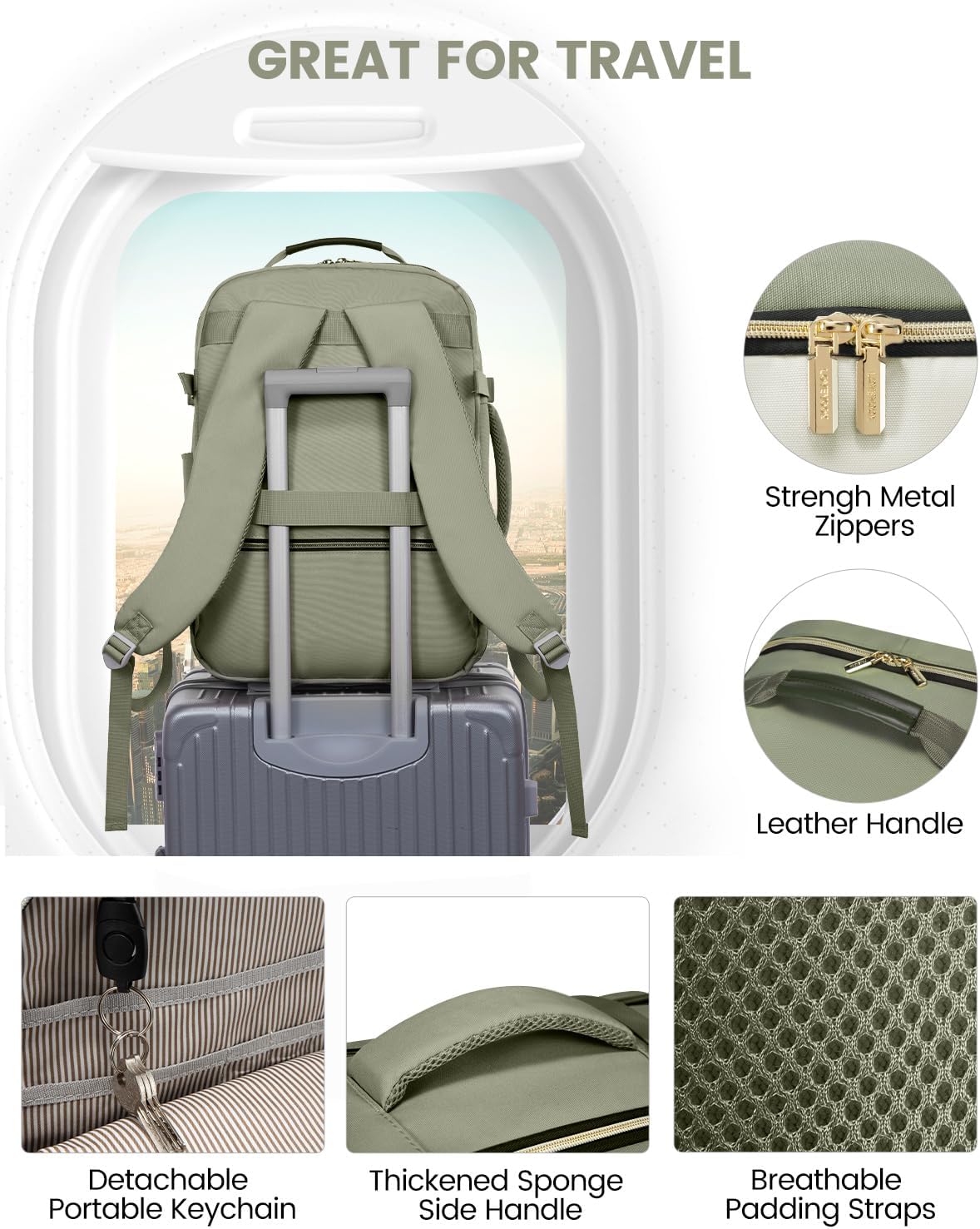 LOVEVOOK 40L Travel Backpack for Women & Men, Large Carry on Backpack for Airplanes with 3 Packing Cubes, TSA Personal Item Travel Bag fits 17" Laptop, Waterproof Weekender Essentials Airline Approved