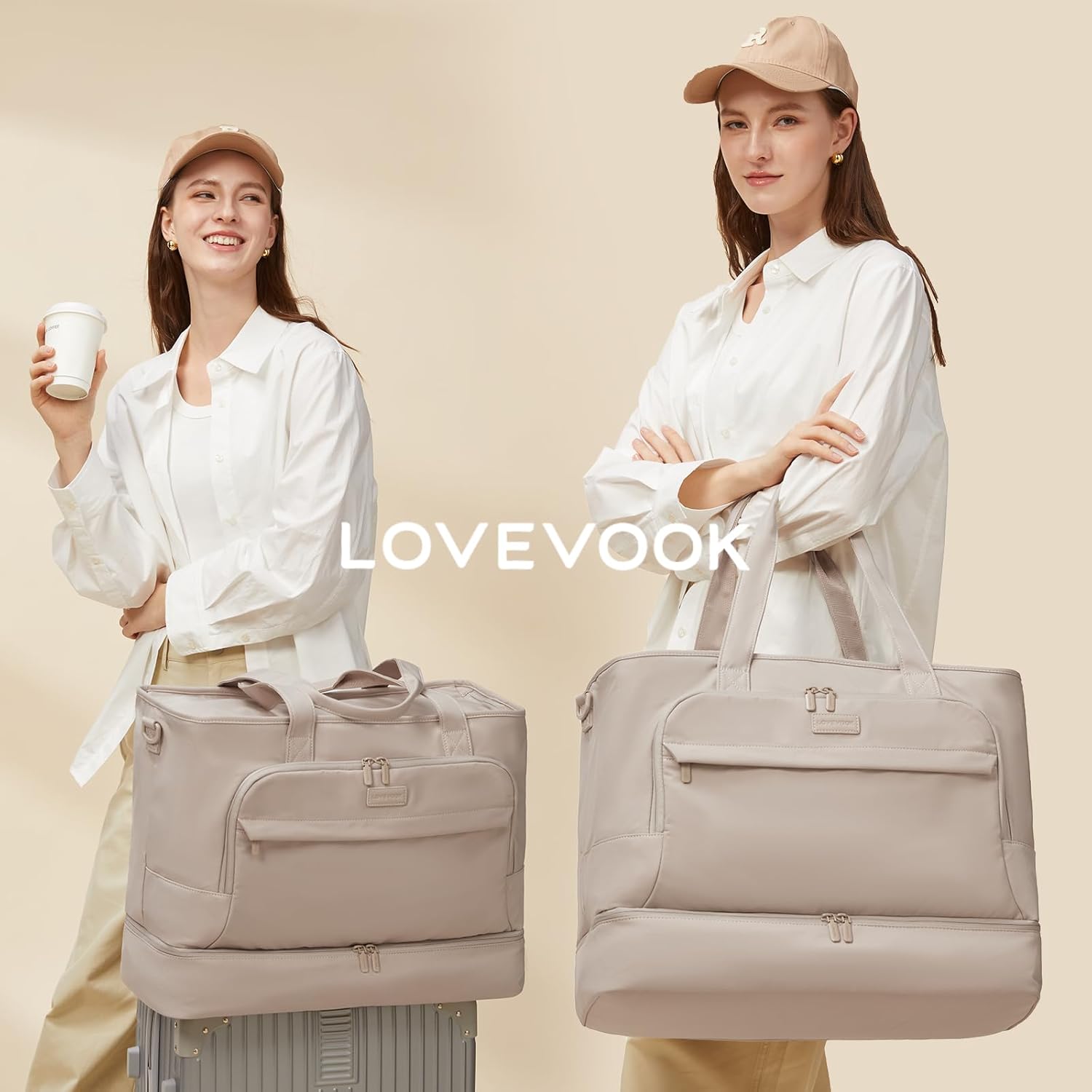 LOVEVOOK Weekender Bags for Women Travel, Large Personal Item Travel Overnight Bag, Carry on Duffle Bags with Shoe Compartment, Toiletry Bag, Wet Pocket, for Airplane, Hospital Labor Delivery