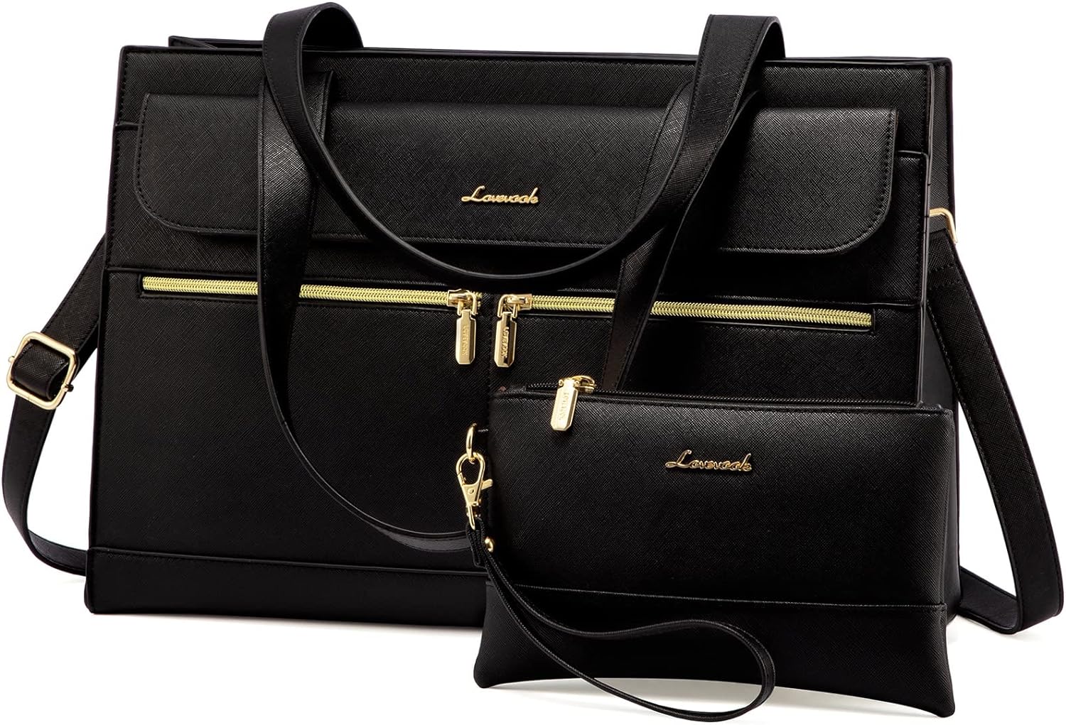 LOVEVOOK Laptop Bag for Women 15.6 Inch Tote Work Professional Leather Computer Briefcase Waterproof Handbag Shoulder Large Capacity Business Teacher Office Crossbody Purse
