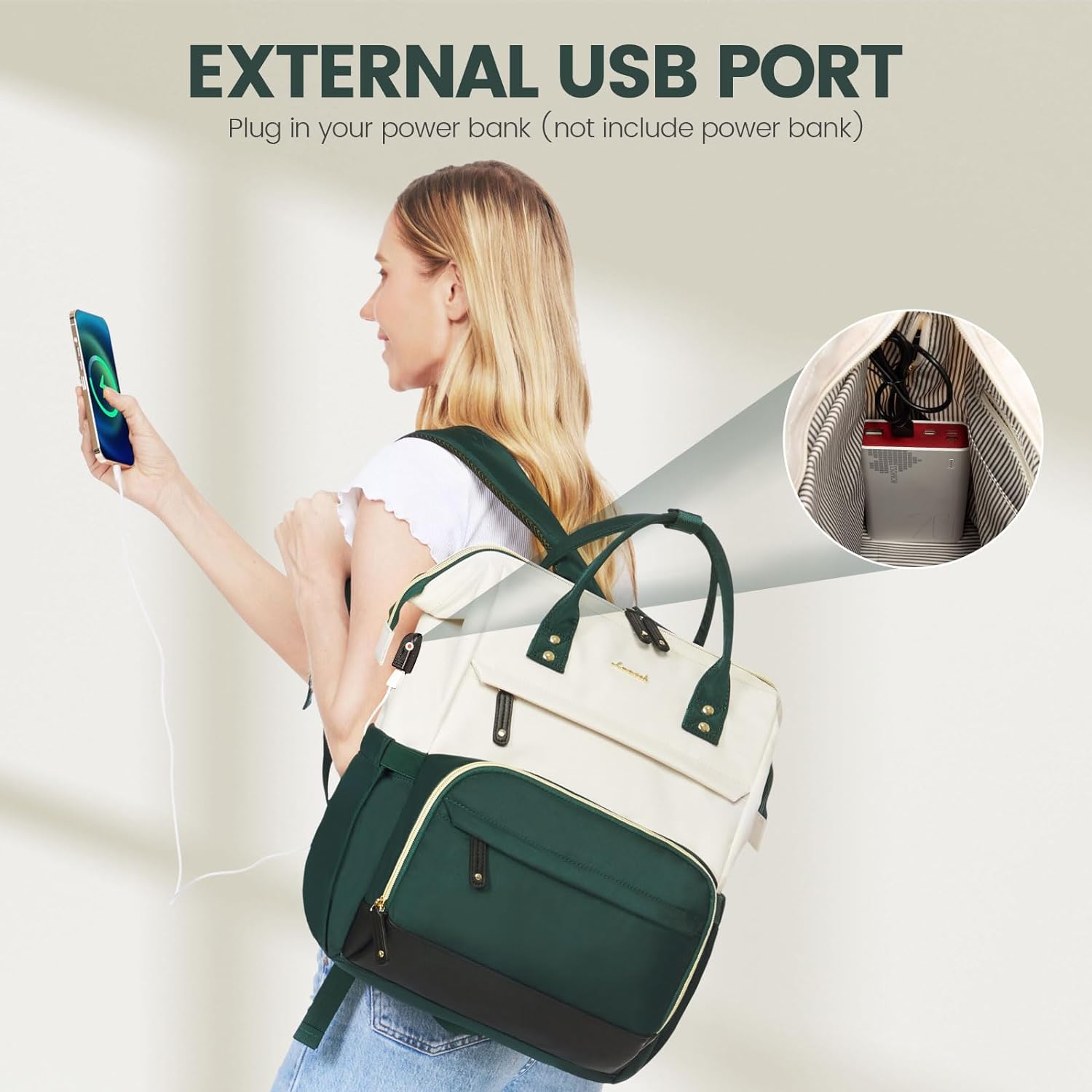 LOVEVOOK Laptop Backpack for Women, 15.6 Inch Work Business Backpacks Purse with USB Port, Large Capacity Nurse Bag College Bookbag for School, Waterproof Casual Daypack for Travel