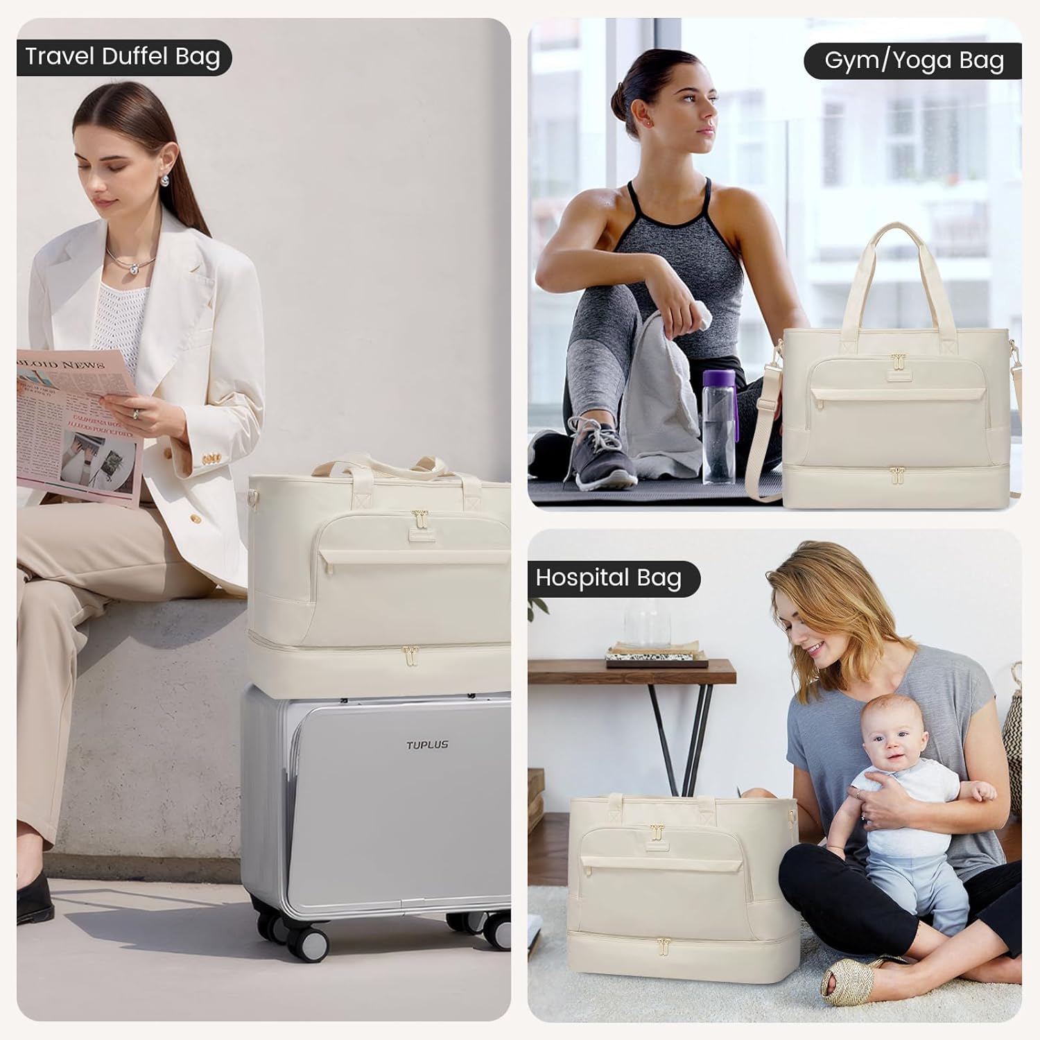 LOVEVOOK Weekender Bags for Women Travel, Large Personal Item Travel Overnight Bag, Carry on Duffle Bags with Shoe Compartment, Toiletry Bag, Wet Pocket, for Airplane, Hospital Labor Delivery
