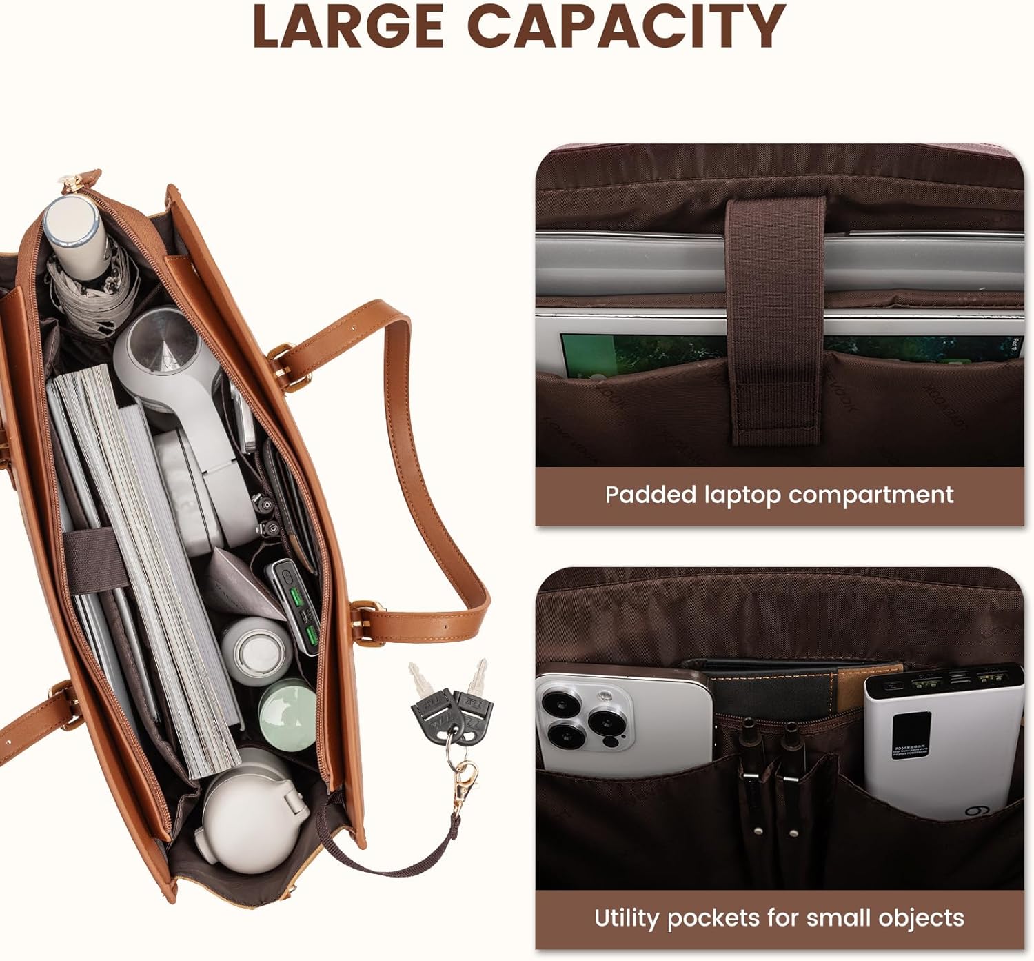LOVEVOOK Laptop Bag for Women 15.6 inch Canvas Laptop Tote Bag, Large Capacity Work Bag with Clutch Purse, Computer Bag Office Business Briefcase, Casual Handbag for Travel College Teacher School