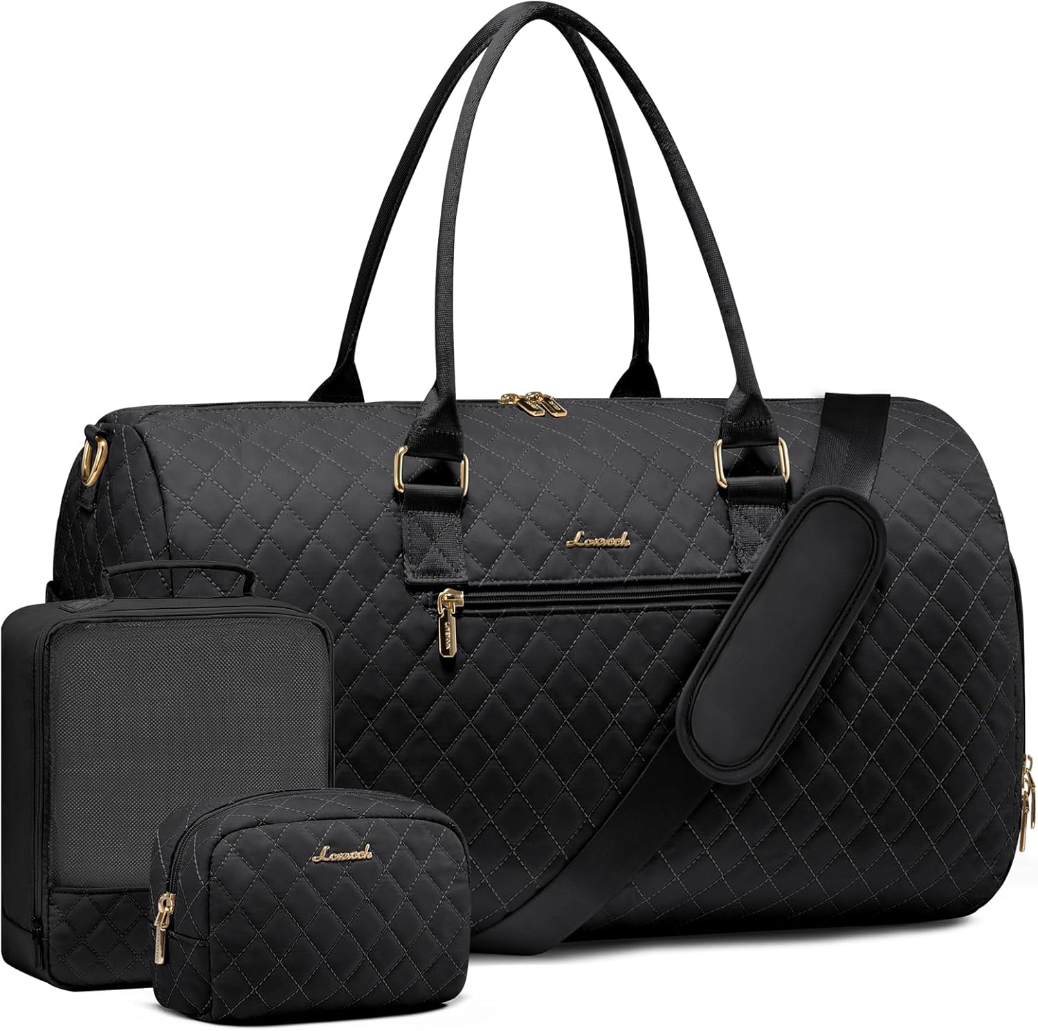 LOVEVOOK Travel Duffle Bag, Weekender Bag for Women with Toiletry Bag, Carry on Overnight Bag with Shoe Compartment, Gym Duffel Bag with Wet Pocket, Mommy Hospital Bags for Labor and Delivery