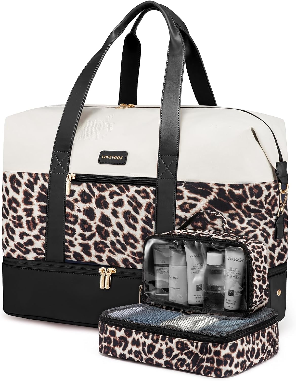 LOVEVOOK Weekender Bag, Large Travel Duffel Bag for Women with 2 Packing Cubes, Carry on Overnight Bag with Shoe Compartment, Mom Hospital Bags for Labor and Delivery
