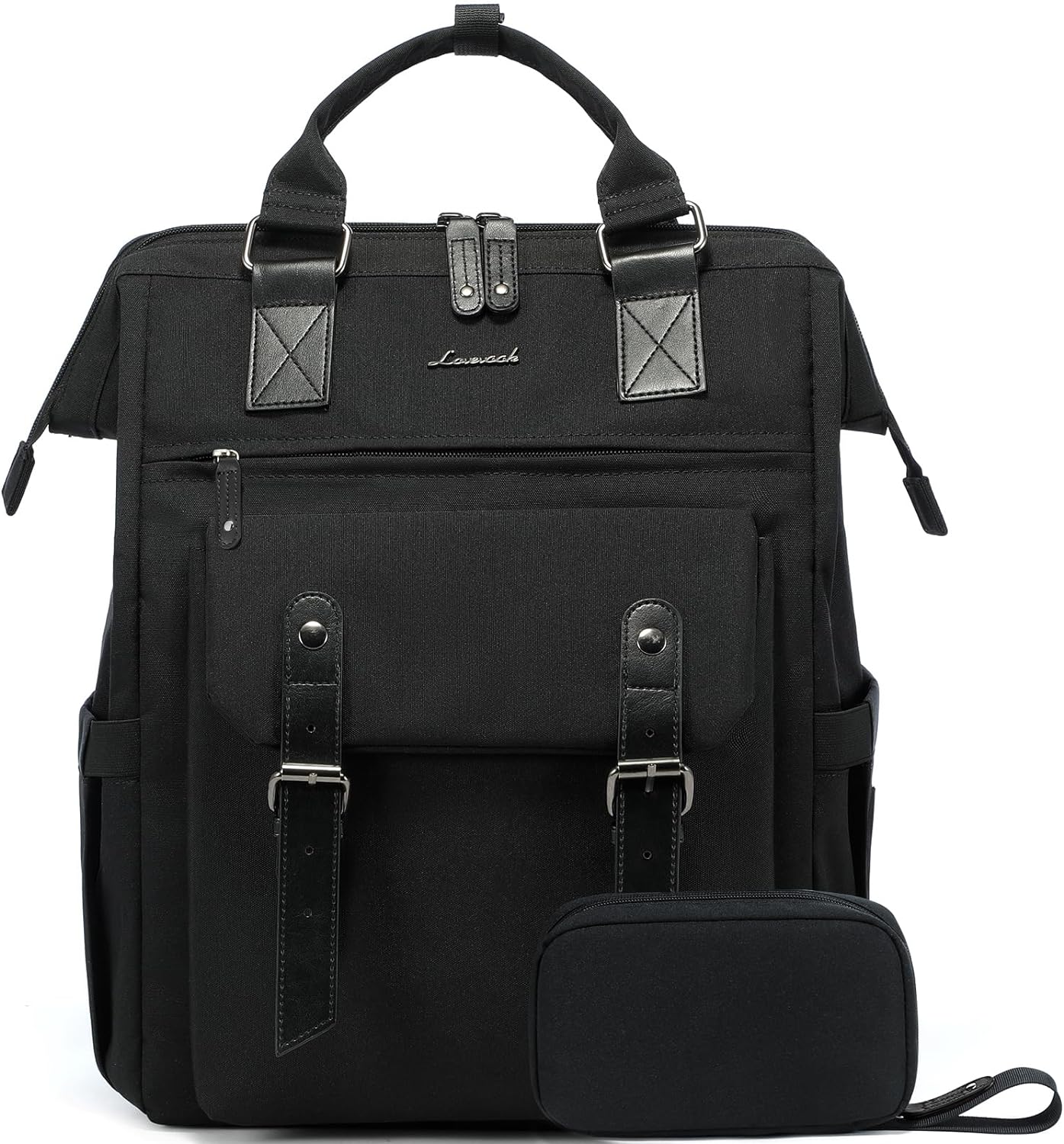 LOVEVOOK Laptop Backpack for Women Work Travel Backpack Purse, Commuter Business Computer Bag Teacher Nurse Bags, College School Backpack Student Bookbag with Multi-Pockets, 15.6 Inch, Black-brown