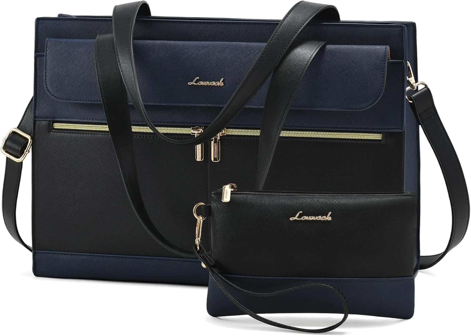 LOVEVOOK Laptop Bag for Women 15.6 Inch Tote Work Professional Leather Computer Briefcase Waterproof Handbag Shoulder Large Capacity Business Teacher Office Crossbody Purse