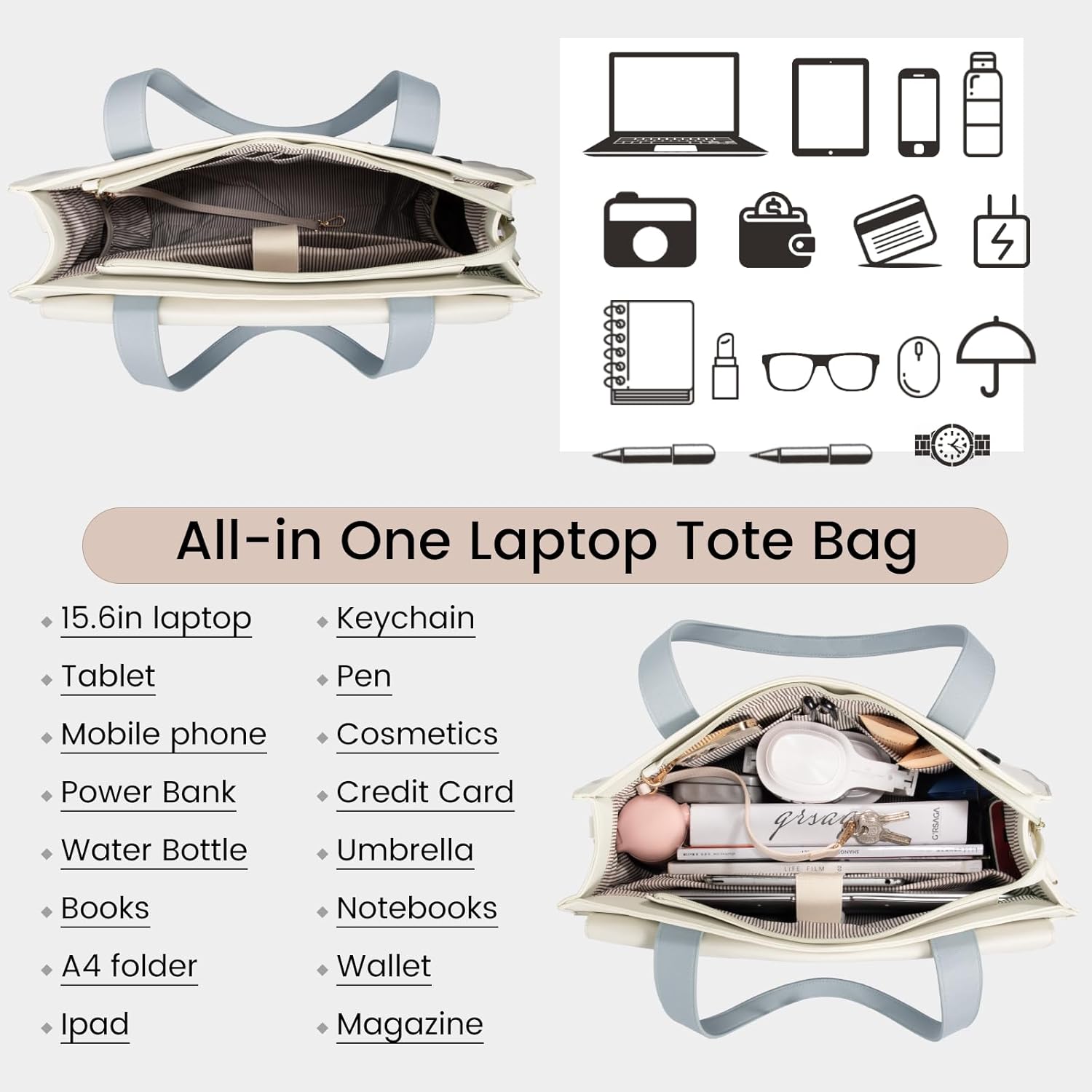LOVEVOOK Laptop Bag for Women 15.6 Inch Tote Work Professional Leather Computer Briefcase Waterproof Handbag Shoulder Large Capacity Business Teacher Office Crossbody Purse