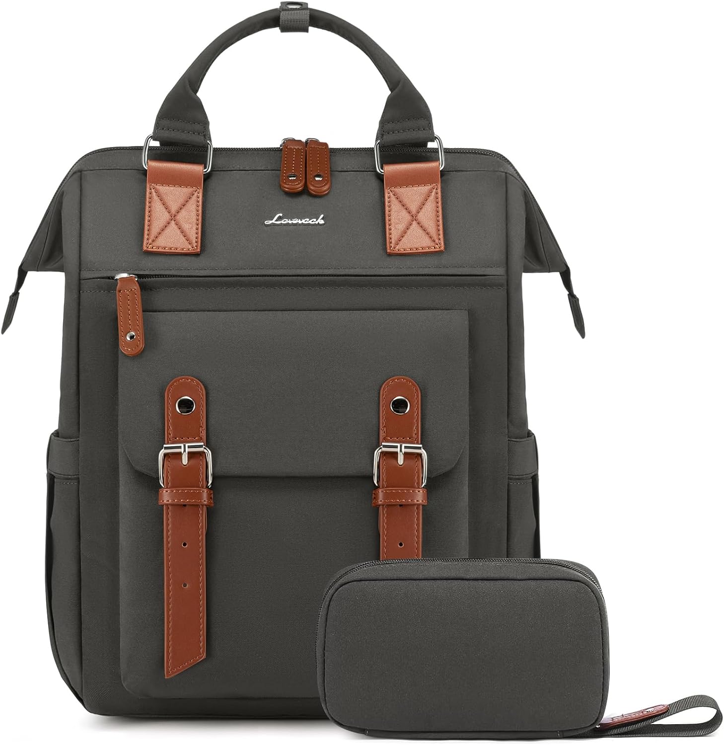 LOVEVOOK Laptop Backpack for Women Work Travel Backpack Purse, Commuter Business Computer Bag Teacher Nurse Bags, College School Backpack Student Bookbag with Multi-Pockets, 15.6 Inch, Black-brown