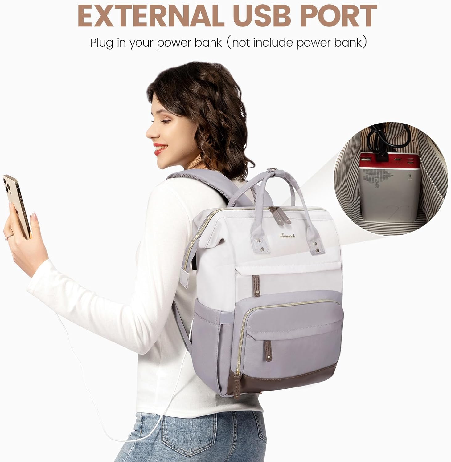 LOVEVOOK Laptop Backpack for Women, 15.6 Inch Work Business Backpacks Purse with USB Port, Large Capacity Nurse Bag College Bookbag for School, Waterproof Casual Daypack for Travel