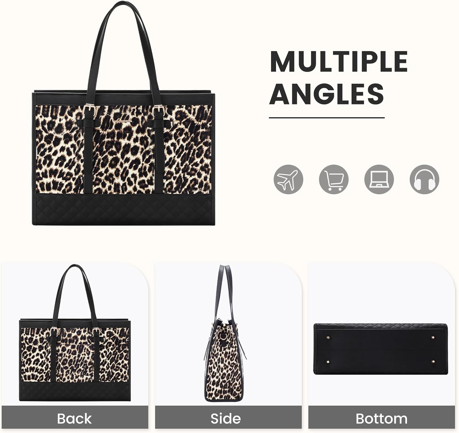 LOVEVOOK Laptop Bag for Women 15.6 inch Canvas Laptop Tote Bag, Large Capacity Work Bag with Clutch Purse, Computer Bag Office Business Briefcase, Casual Handbag for Travel College Teacher School