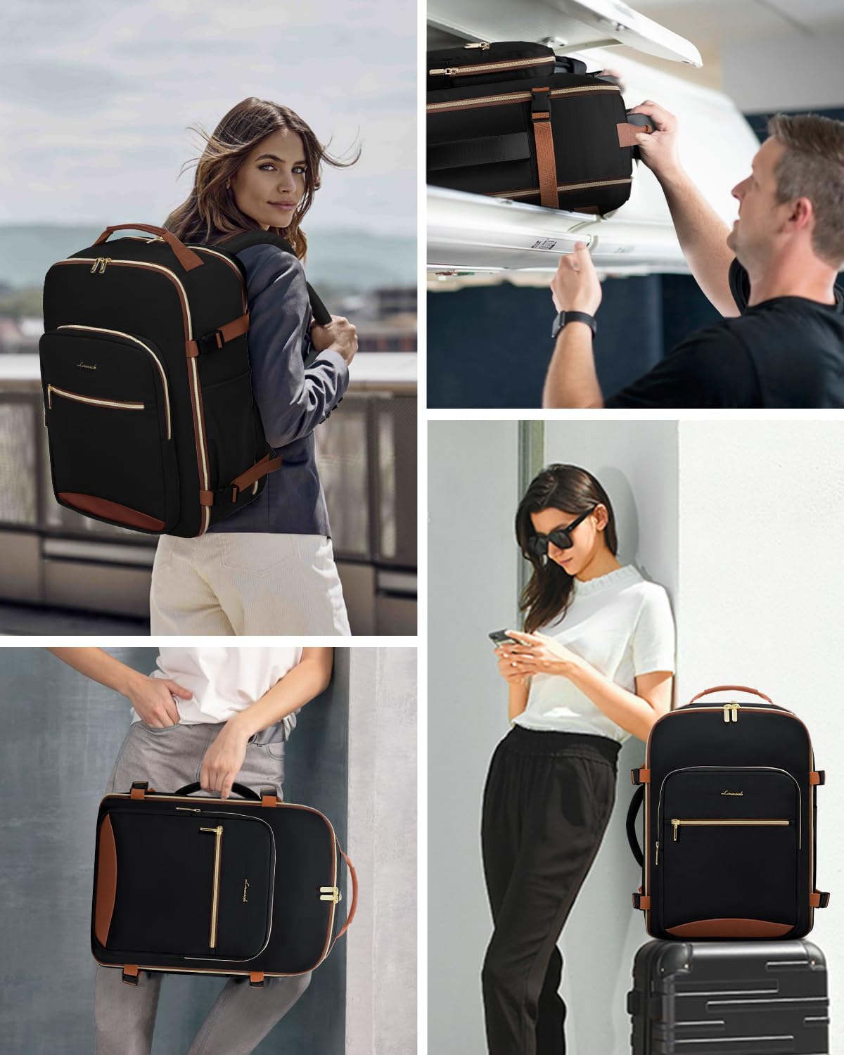 LOVEVOOK 40L Travel Backpack for Women & Men, Large Carry on Backpack for Airplanes with 3 Packing Cubes, TSA Personal Item Travel Bag fits 17" Laptop, Waterproof Weekender Essentials Airline Approved